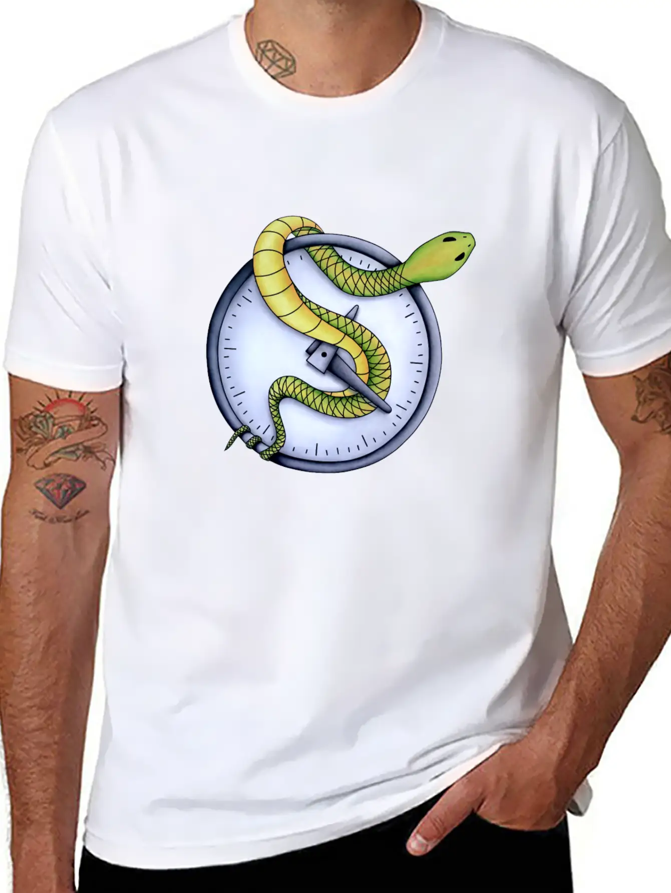 Snake In Time Stylish Everyday T-Shirt – Unisex Basic Cotton Tee