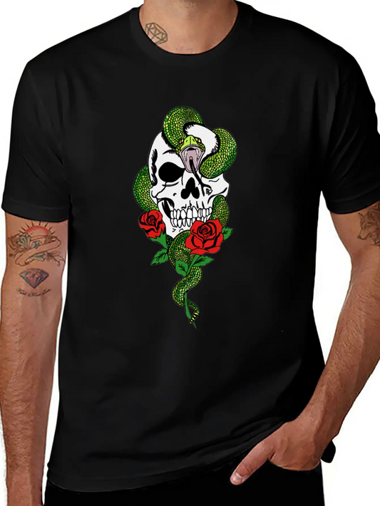 Snake Skull Roses Stylish Everyday T-Shirt – Unisex Basic Cotton Tee