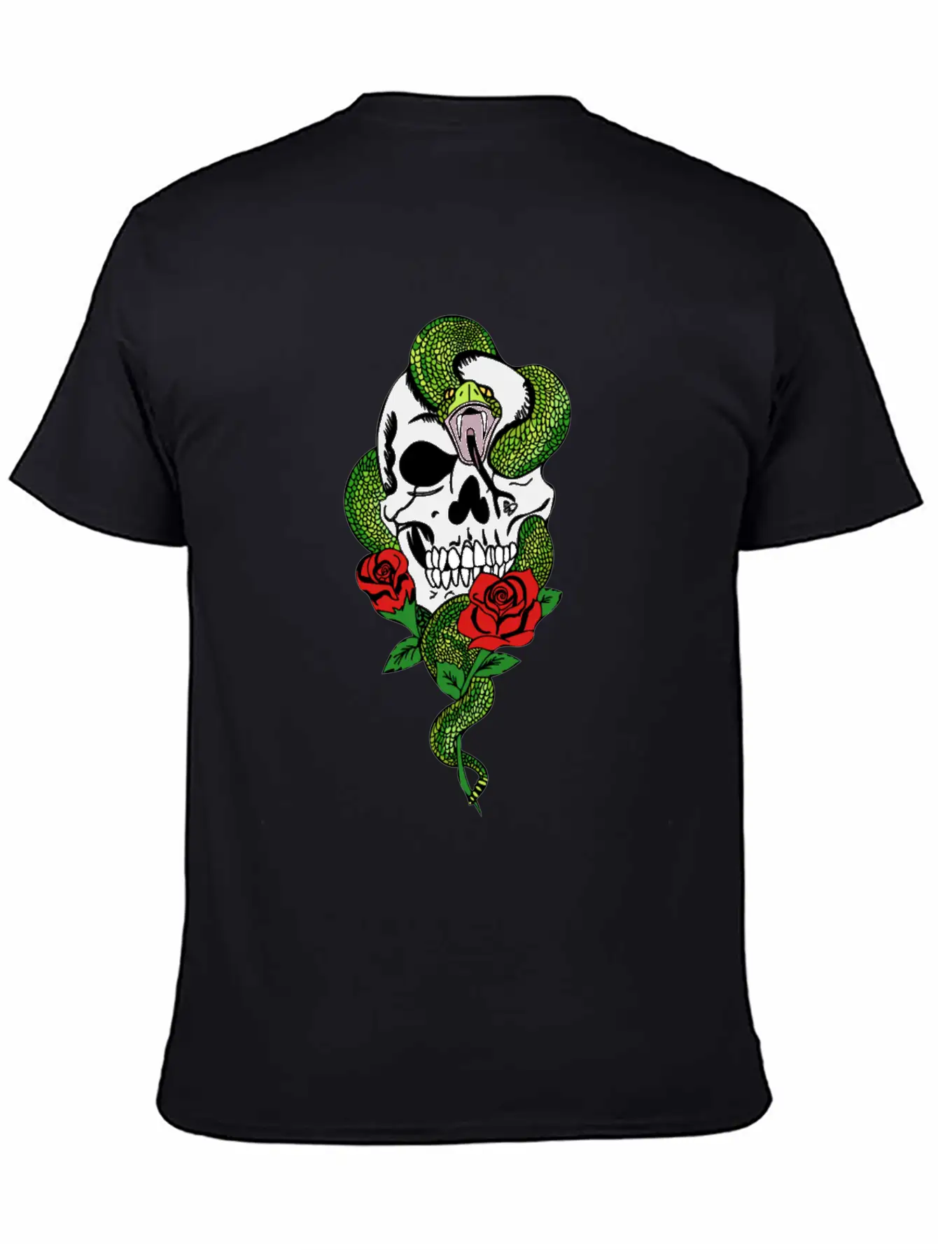 Snake Skull Roses Stylish Everyday T-Shirt – Unisex Basic Cotton Tee