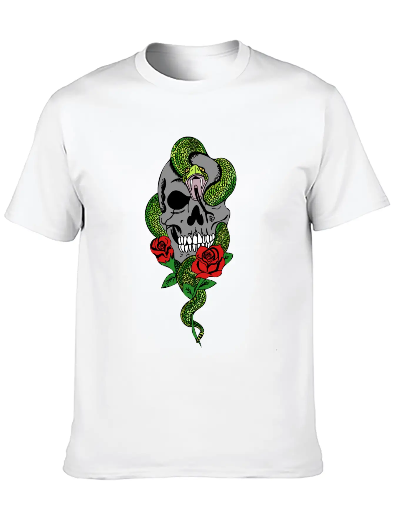Snake Skull Roses Stylish Everyday T-Shirt – Unisex Basic Cotton Tee
