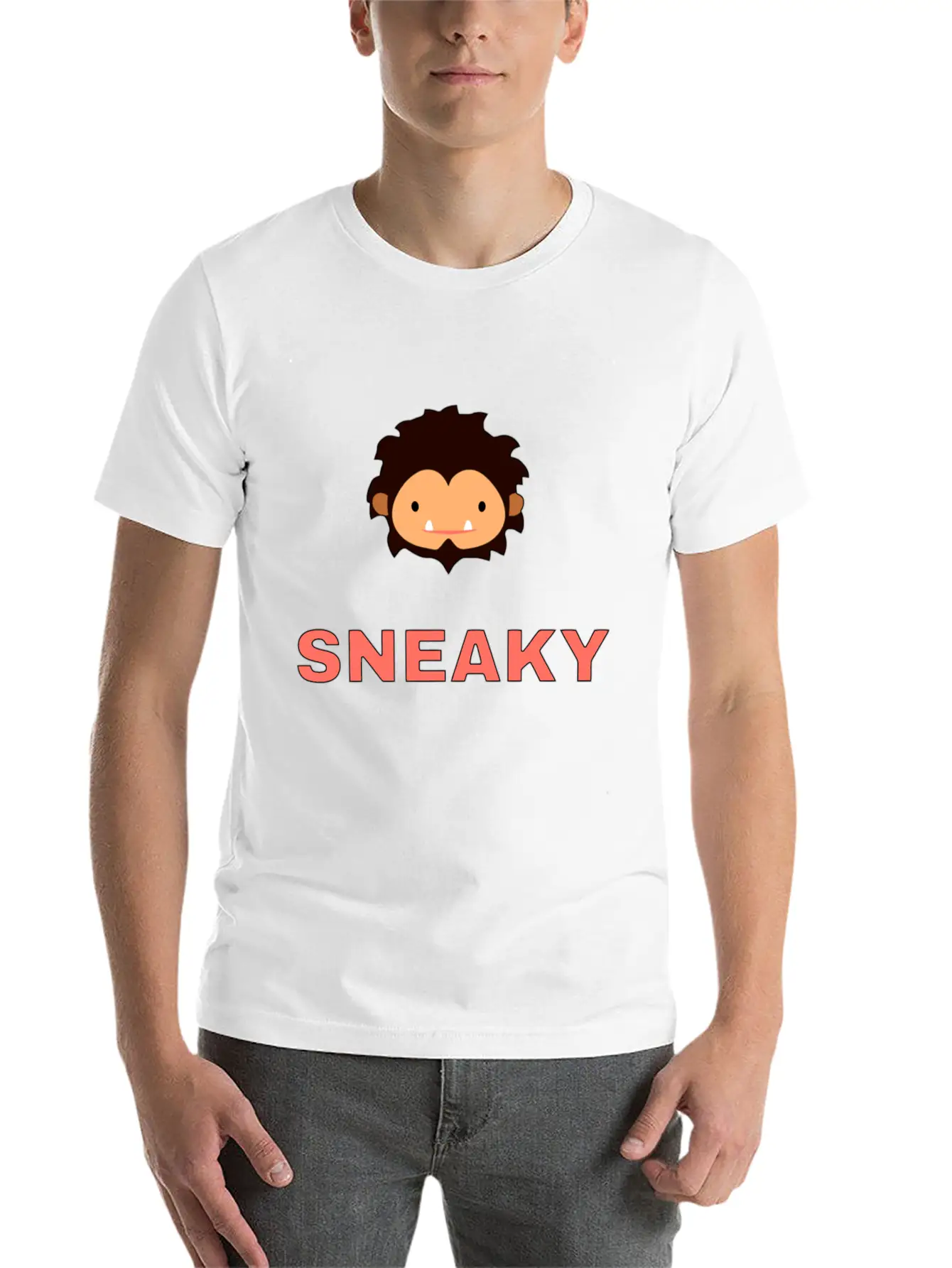 Sneaky Sasquatch Head Unisex Short Sleeve Soft Cotton T-Shirt – Casual Everyday Wear