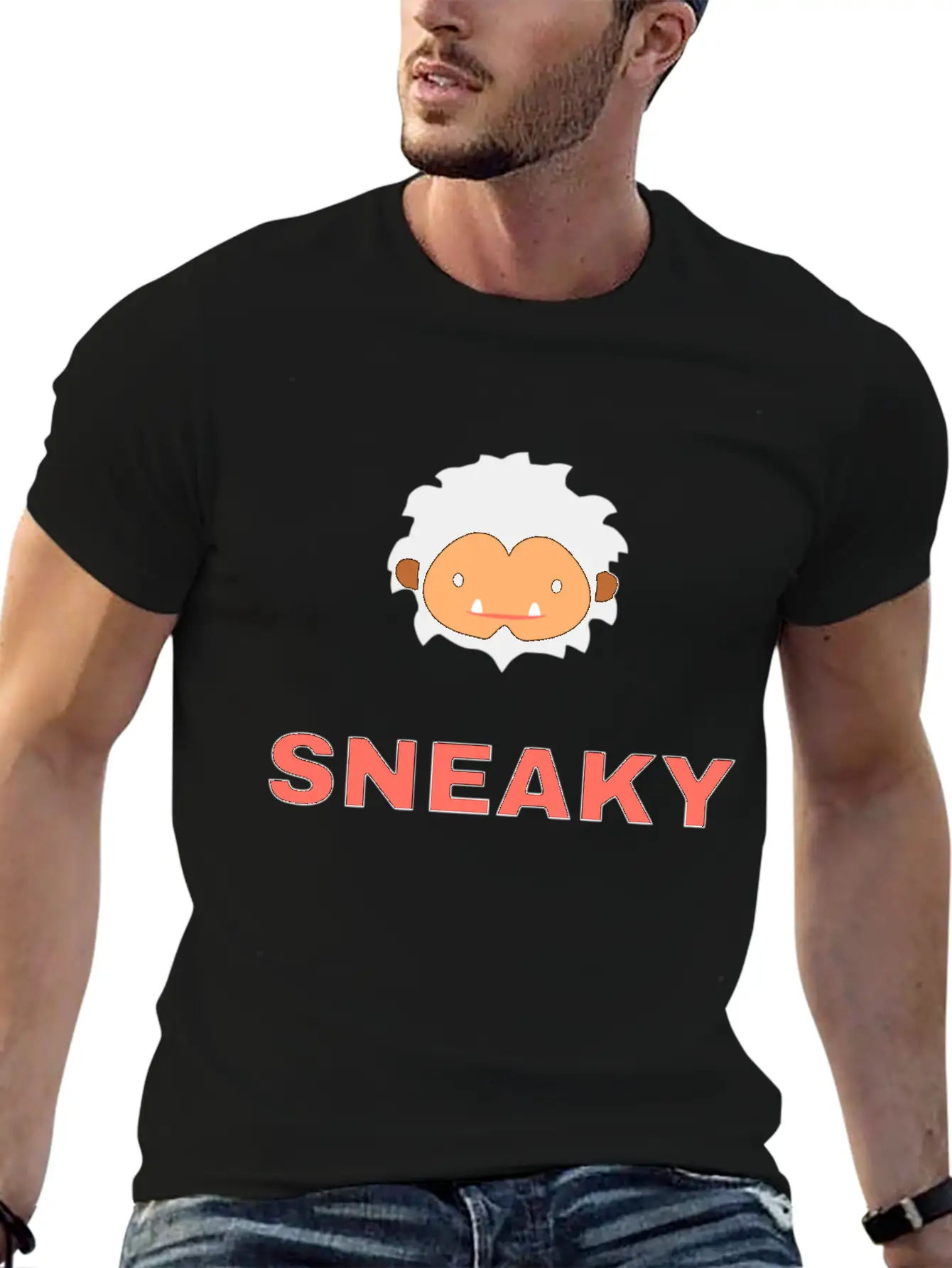 Sneaky Sasquatch Head Unisex Short Sleeve Soft Cotton T-Shirt – Casual Everyday Wear