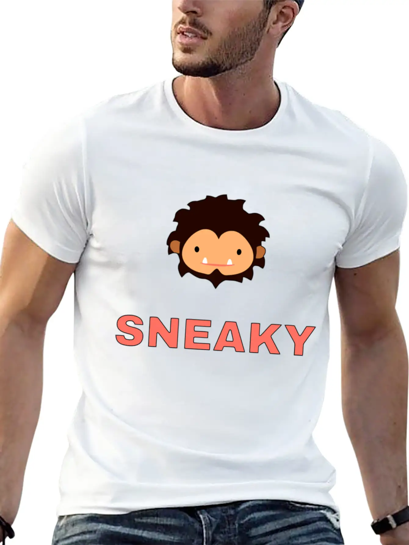 Sneaky Sasquatch Head Unisex Short Sleeve Soft Cotton T-Shirt – Casual Everyday Wear