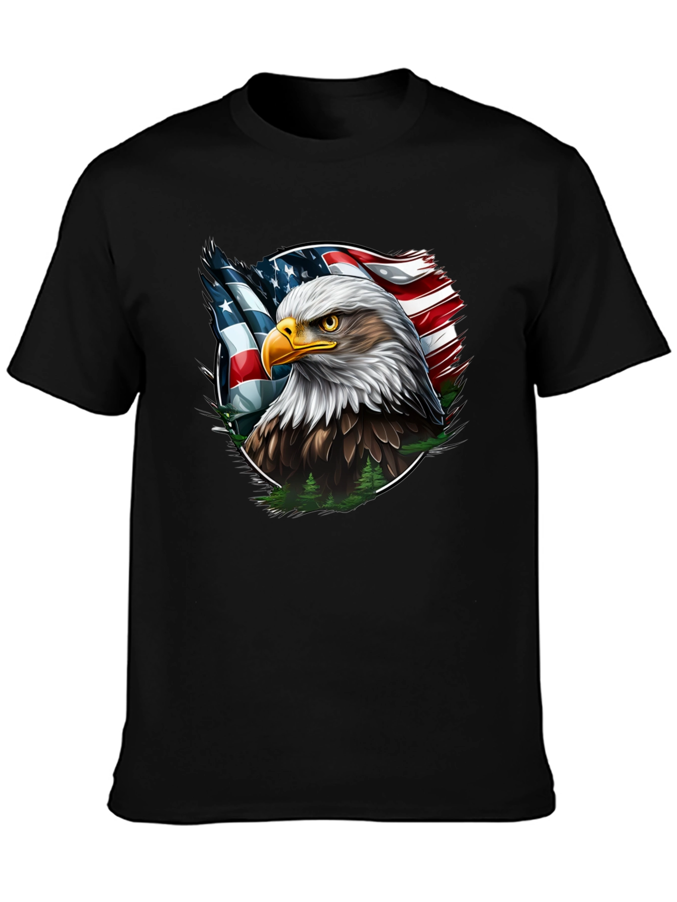 Bald Eagle American Flag Graphic T-Shirt