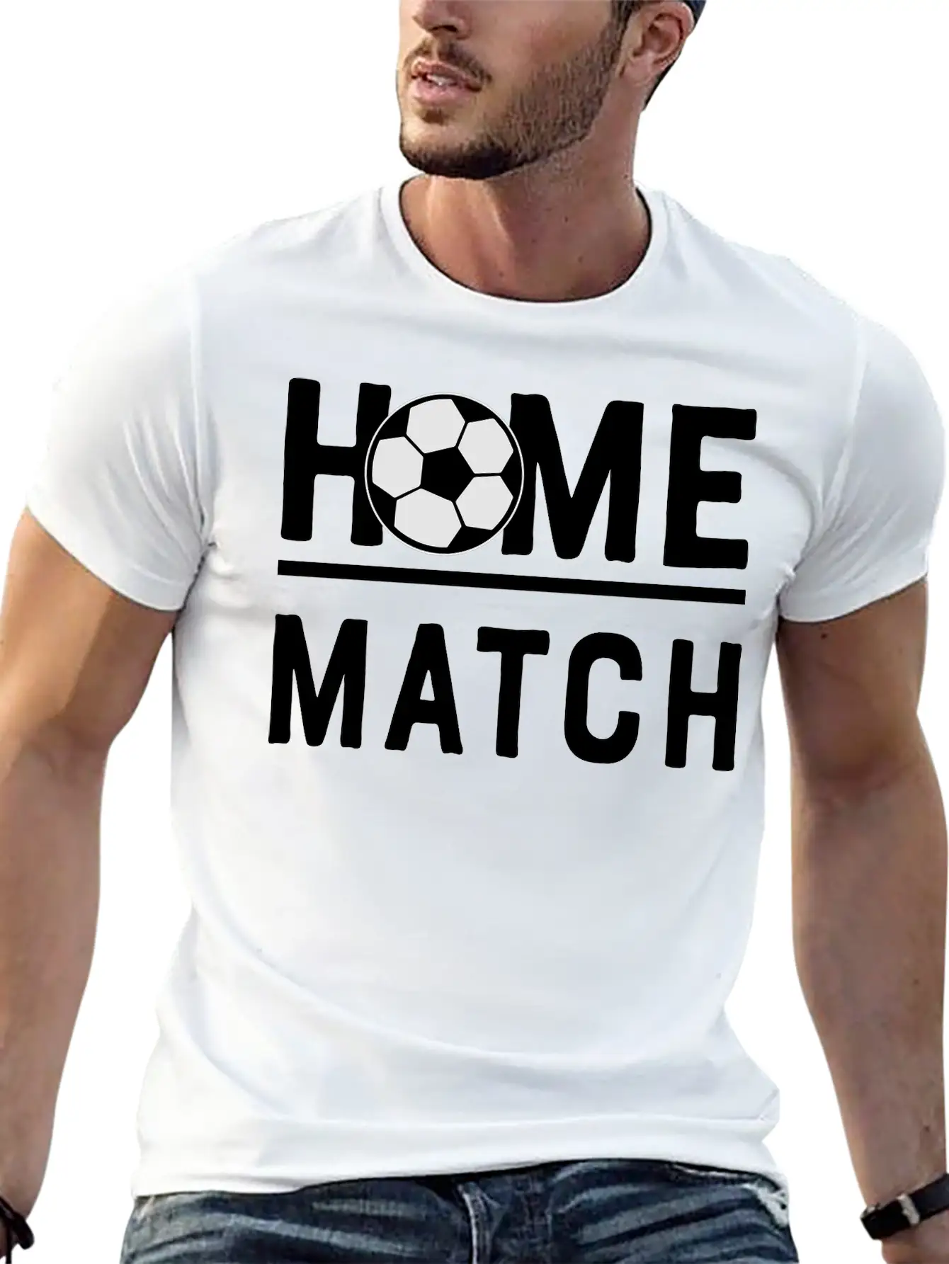 Soccer Match Home Game Play Ball 2c Unisex Short Sleeve Soft Cotton T-Shirt – Casual Everyday Wear