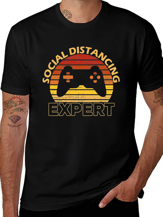 Social Distancing Expert Gaming Playing Video Game Basic Graphic T-Shirt – Daily Comfort In Soft Cotton