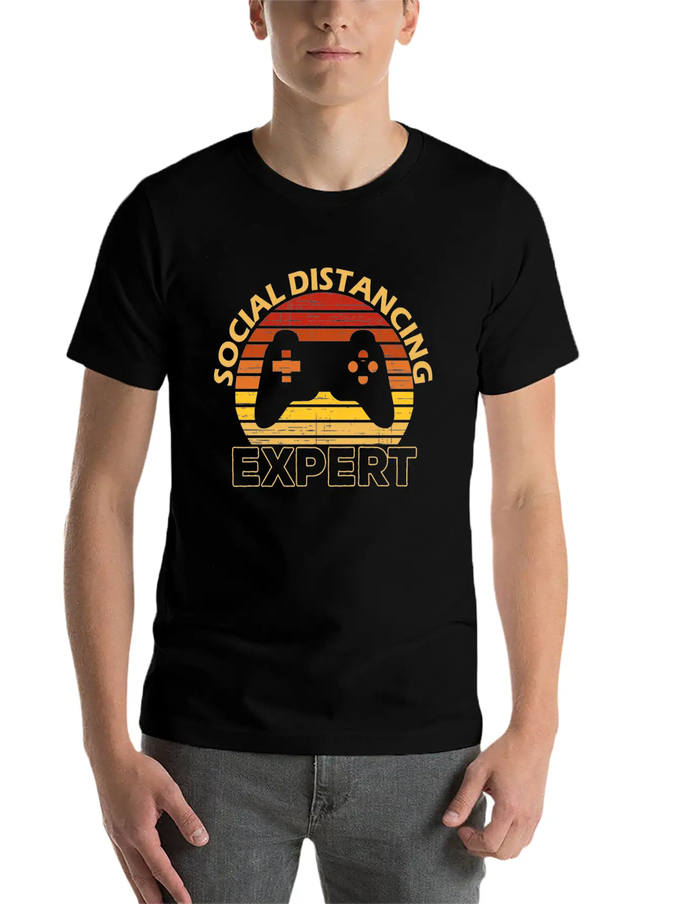 Social Distancing Expert Gaming Playing Video Game Basic Graphic T-Shirt – Daily Comfort In Soft Cotton