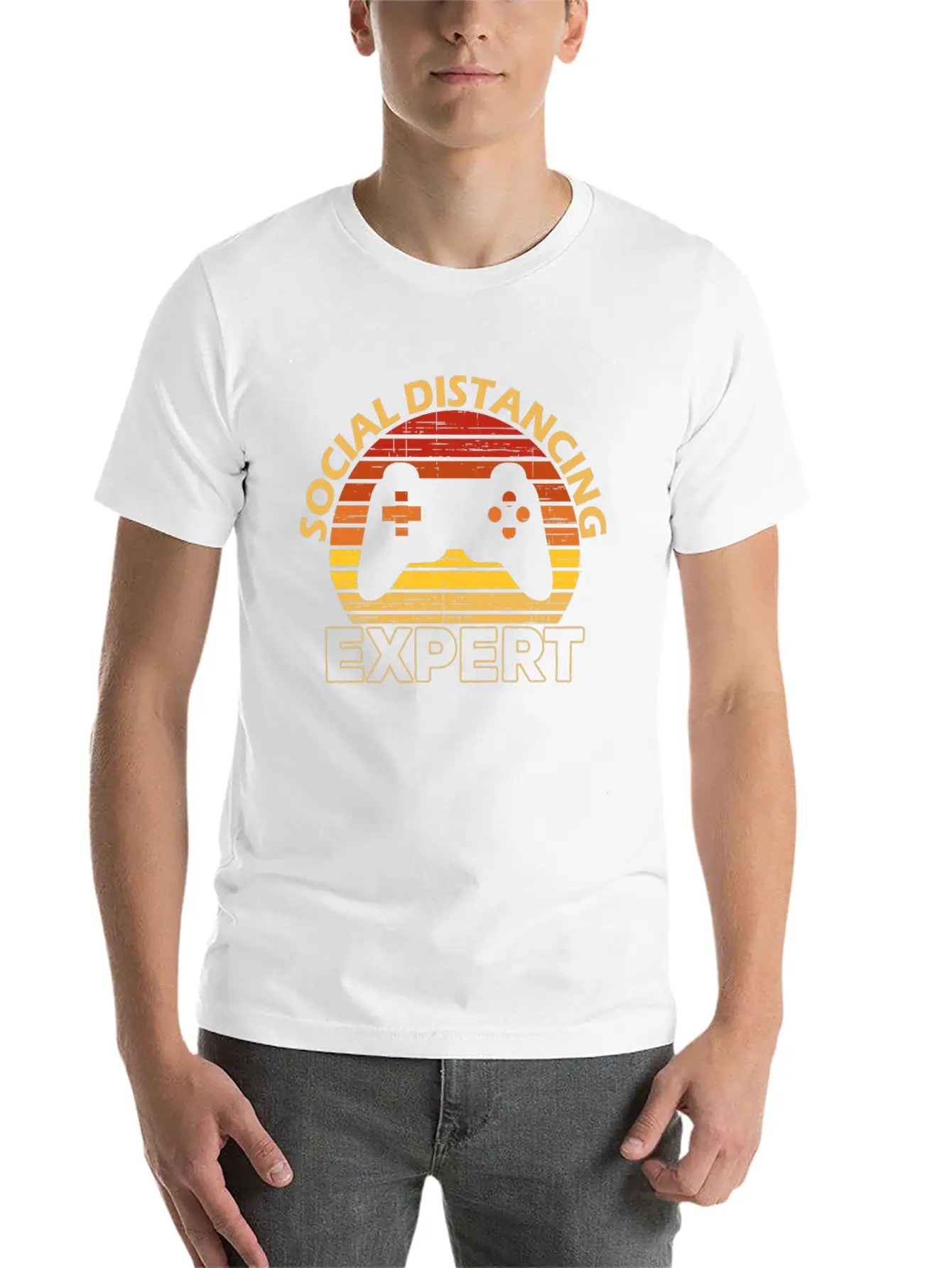 Social Distancing Expert Gaming Playing Video Game Basic Graphic T-Shirt – Daily Comfort In Soft Cotton