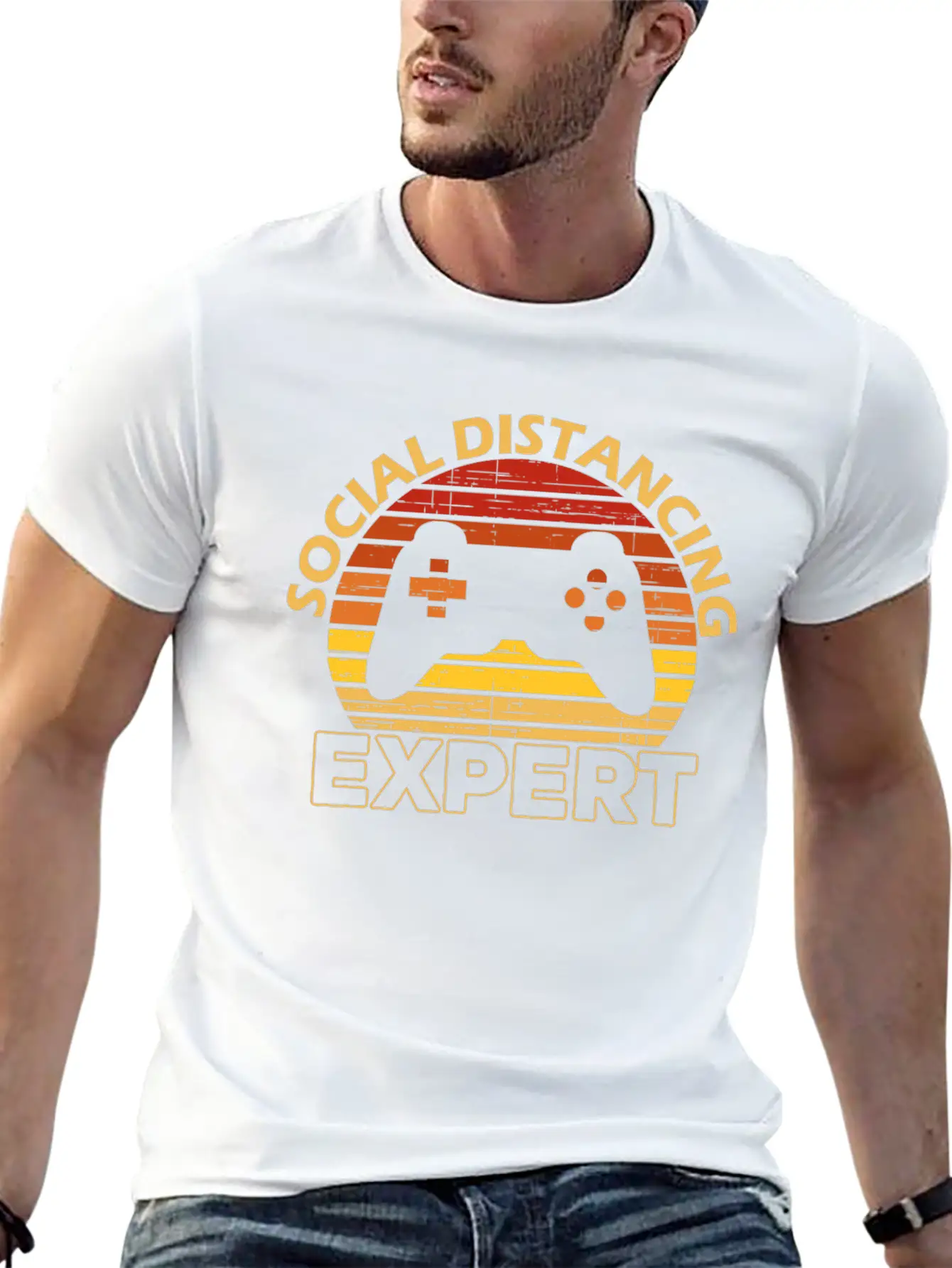 Social Distancing Expert Gaming Playing Video Game Basic Graphic T-Shirt – Daily Comfort In Soft Cotton