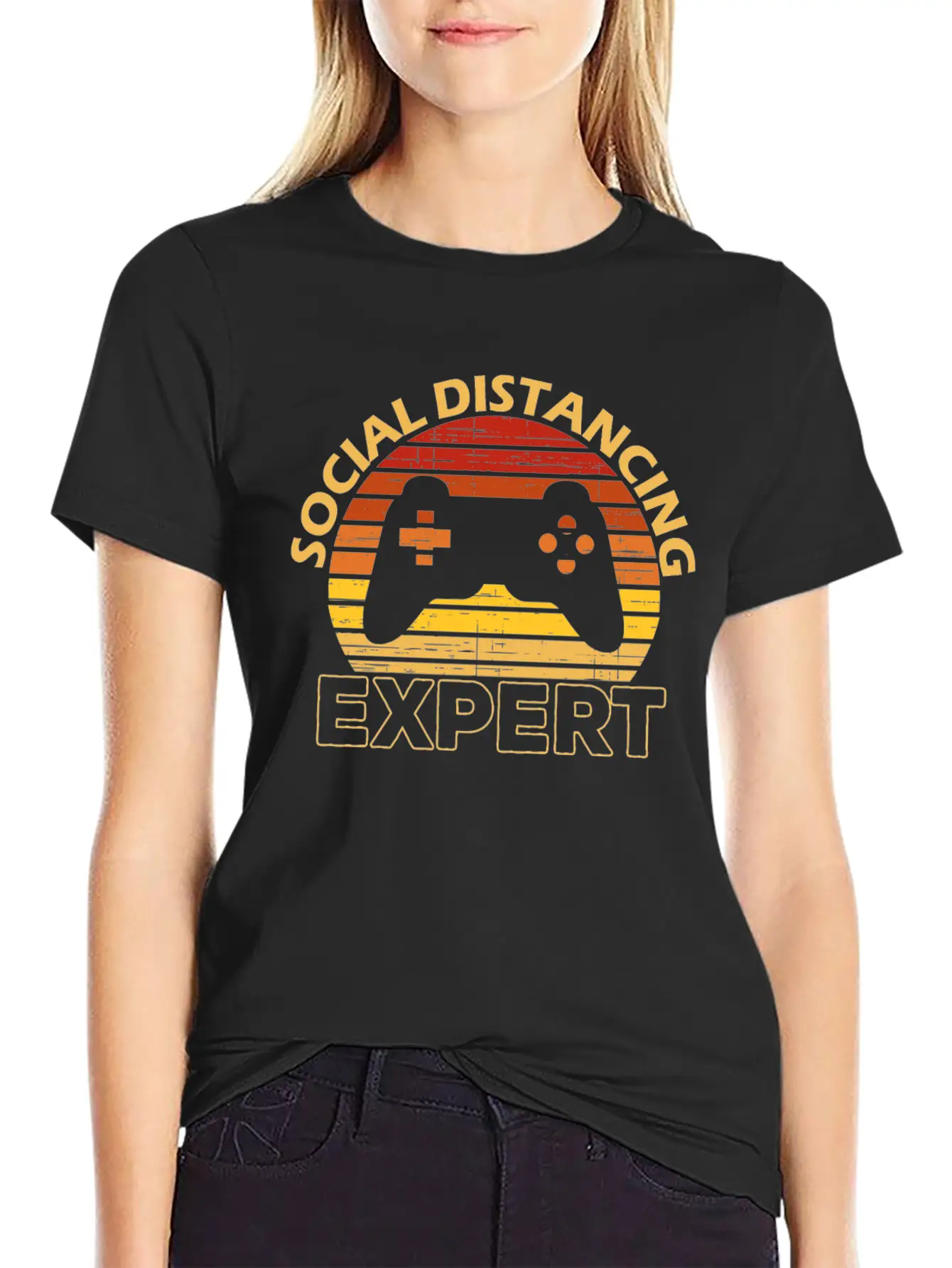 Social Distancing Expert Gaming Playing Video Game Basic Graphic T-Shirt – Daily Comfort In Soft Cotton