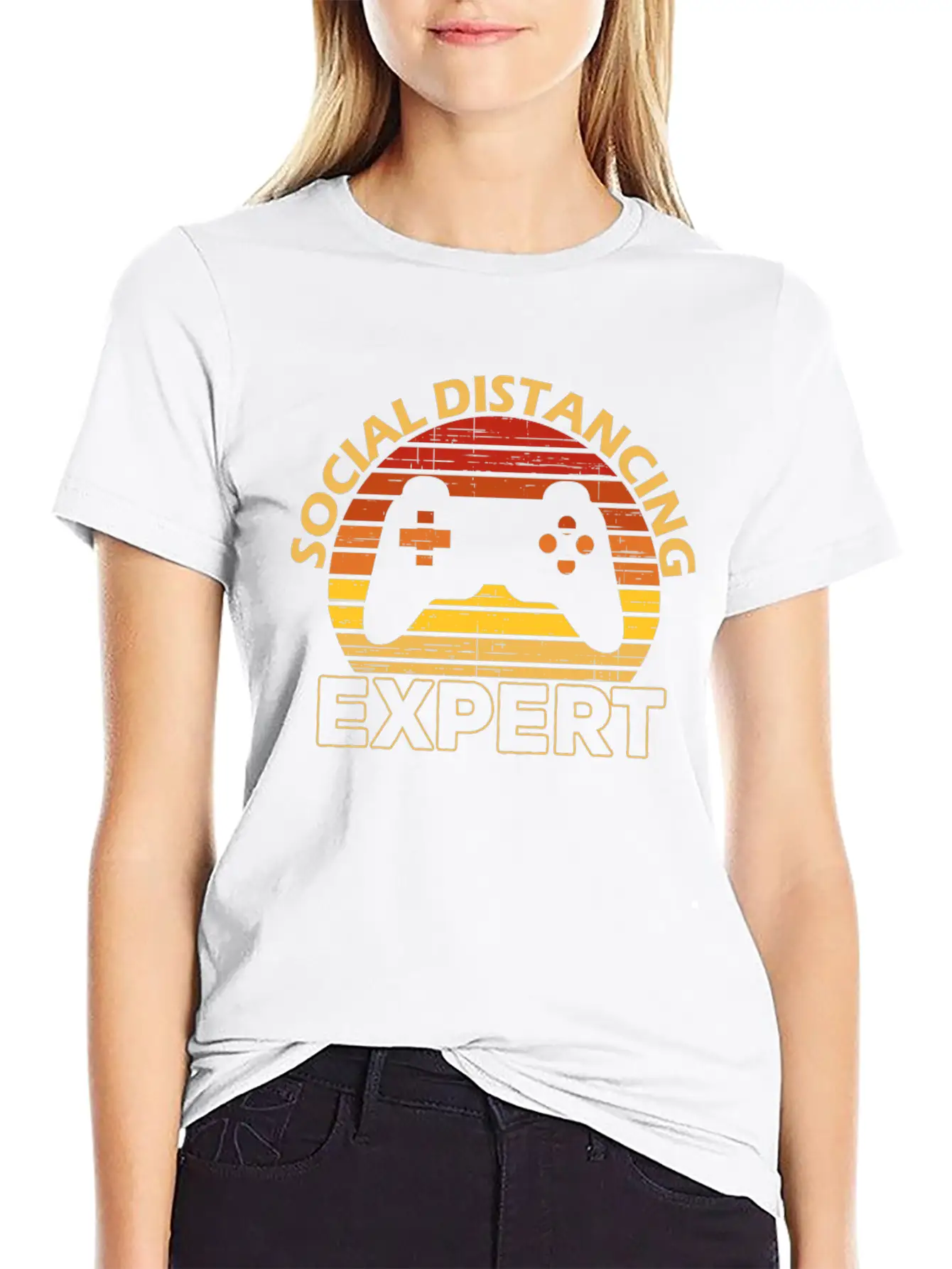 Social Distancing Expert Gaming Playing Video Game Basic Graphic T-Shirt – Daily Comfort In Soft Cotton