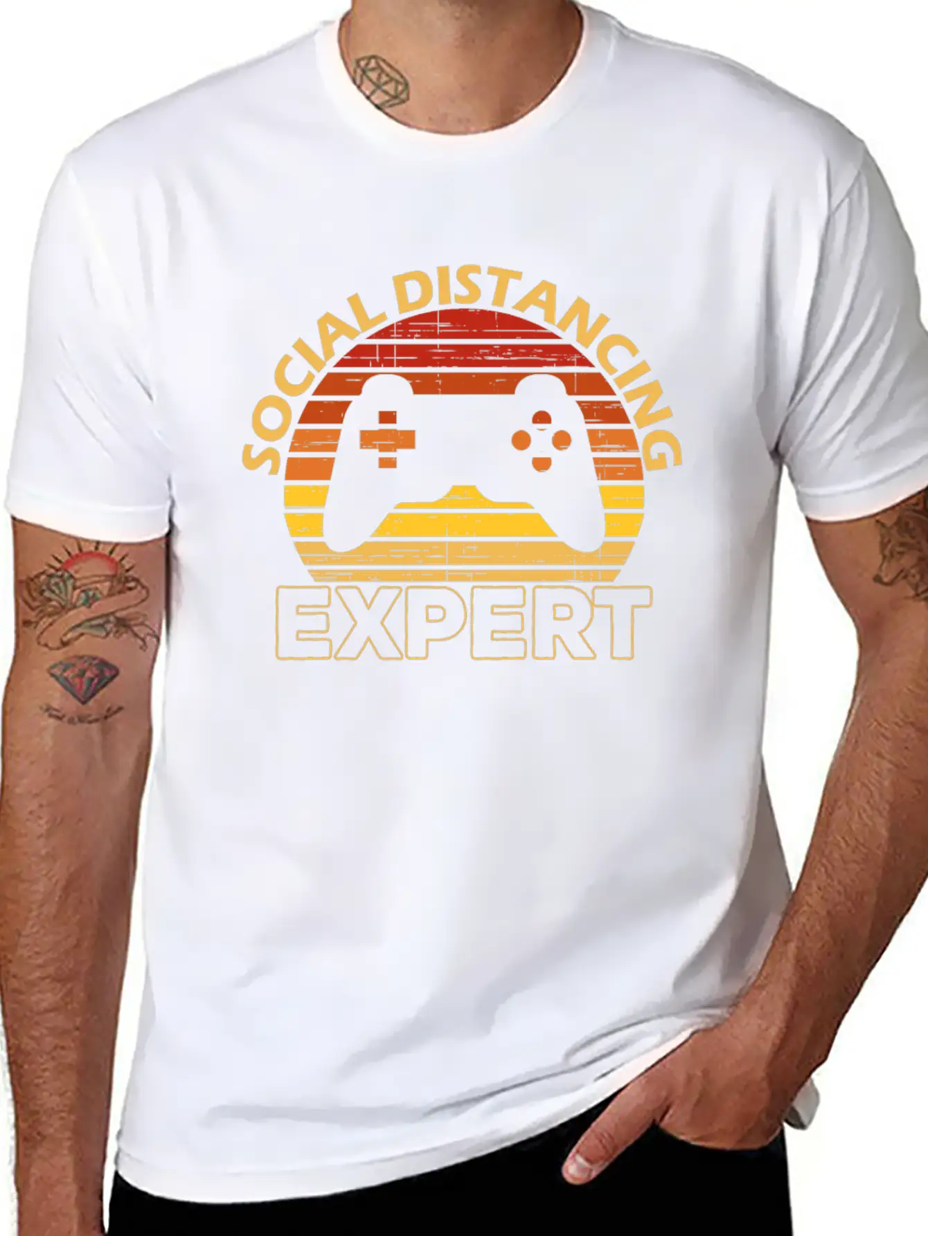 Social Distancing Expert Gaming Playing Video Game Basic Graphic T-Shirt – Daily Comfort In Soft Cotton