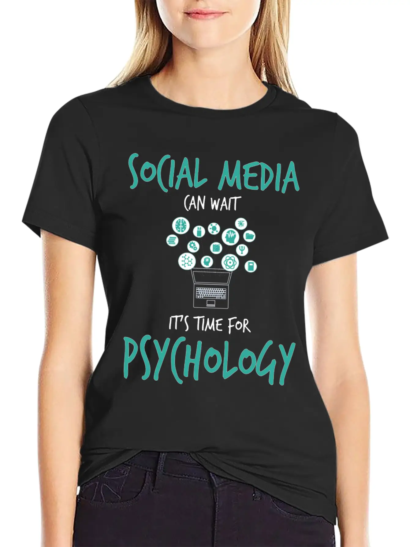 Social Media Can Wait It's Time For Psychology Unisex Short Sleeve Soft Cotton T-Shirt – Casual Everyday Wear