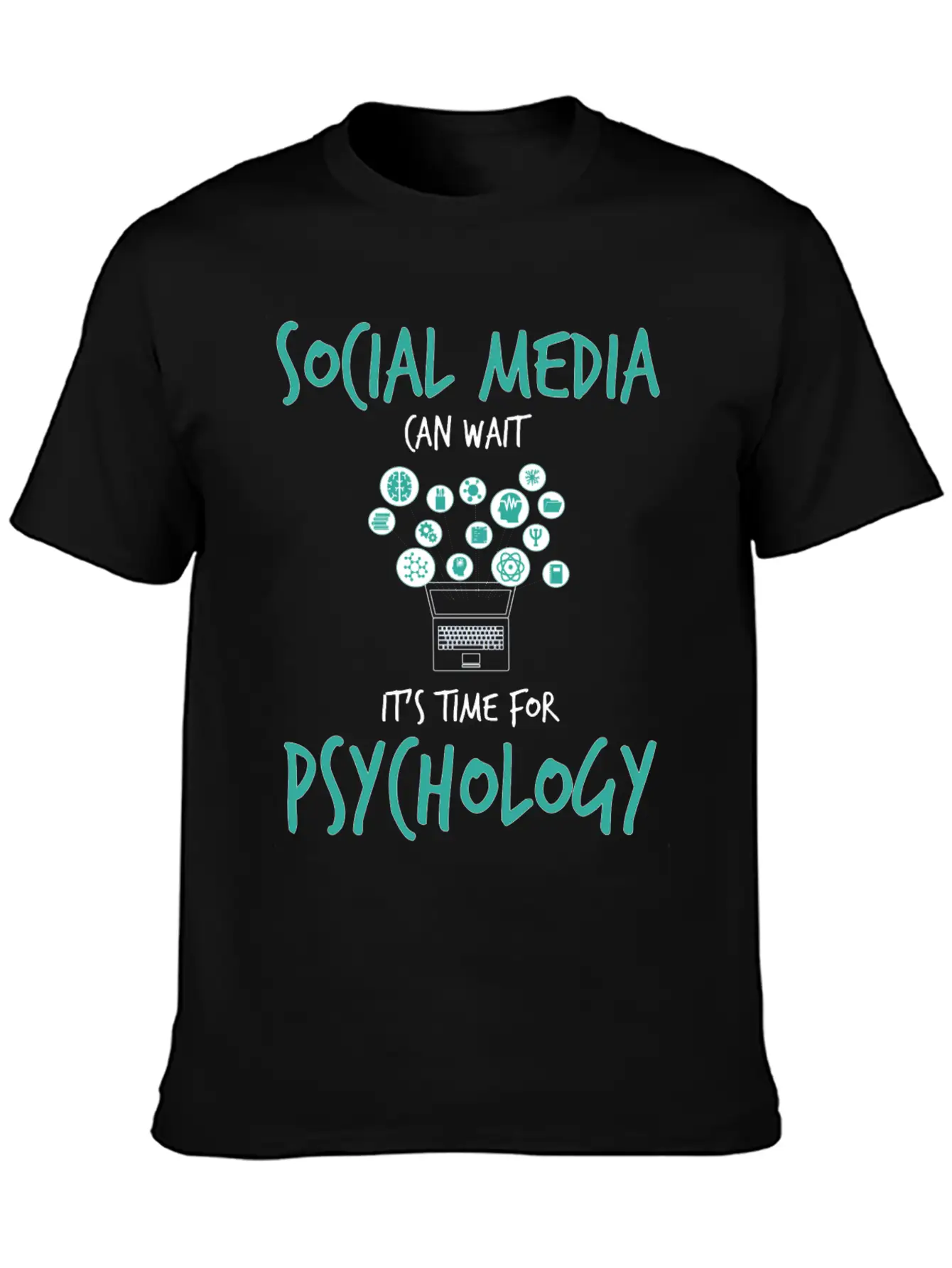 Social Media Can Wait It's Time For Psychology Unisex Short Sleeve Soft Cotton T-Shirt – Casual Everyday Wear