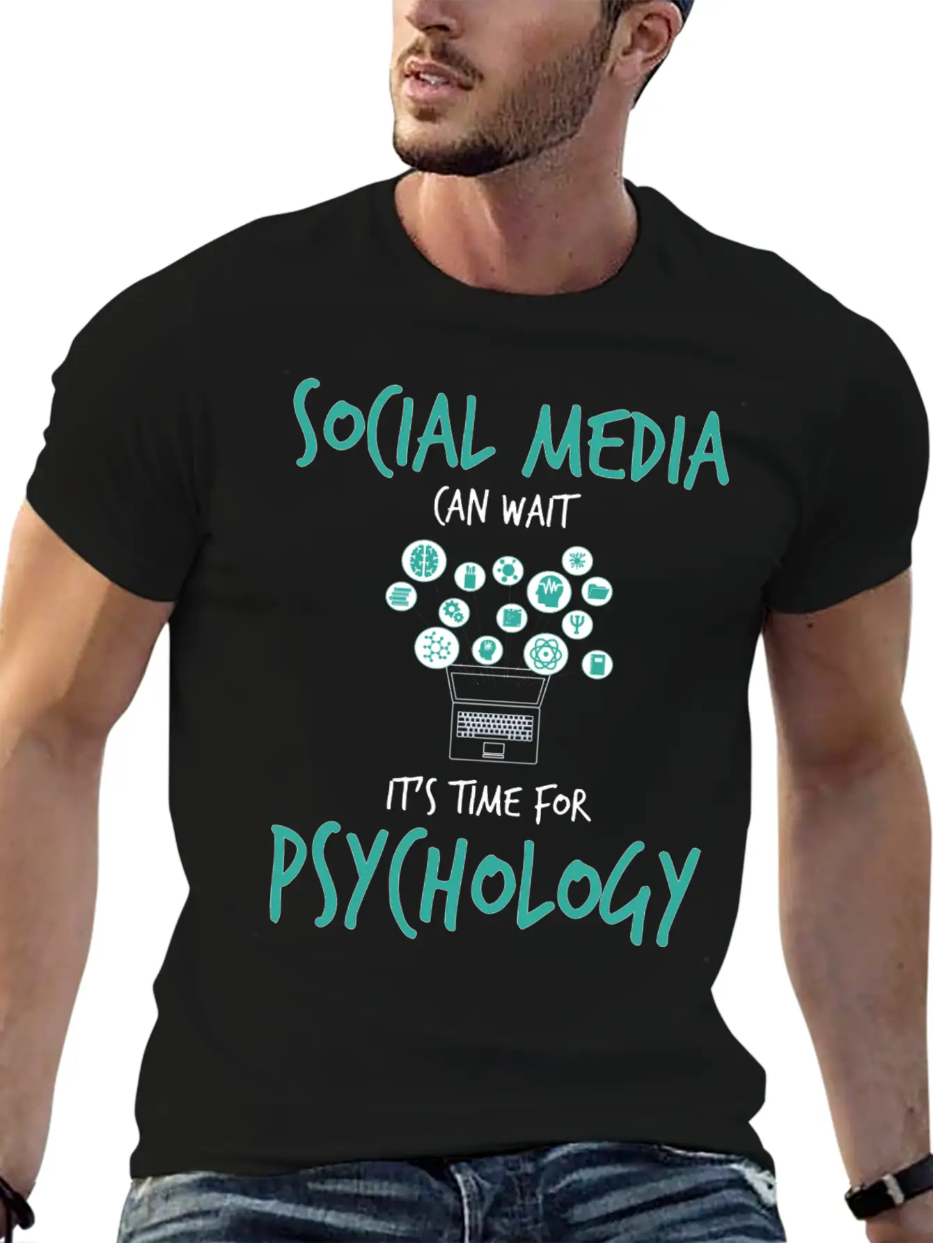 Social Media Can Wait It's Time For Psychology Unisex Short Sleeve Soft Cotton T-Shirt – Casual Everyday Wear