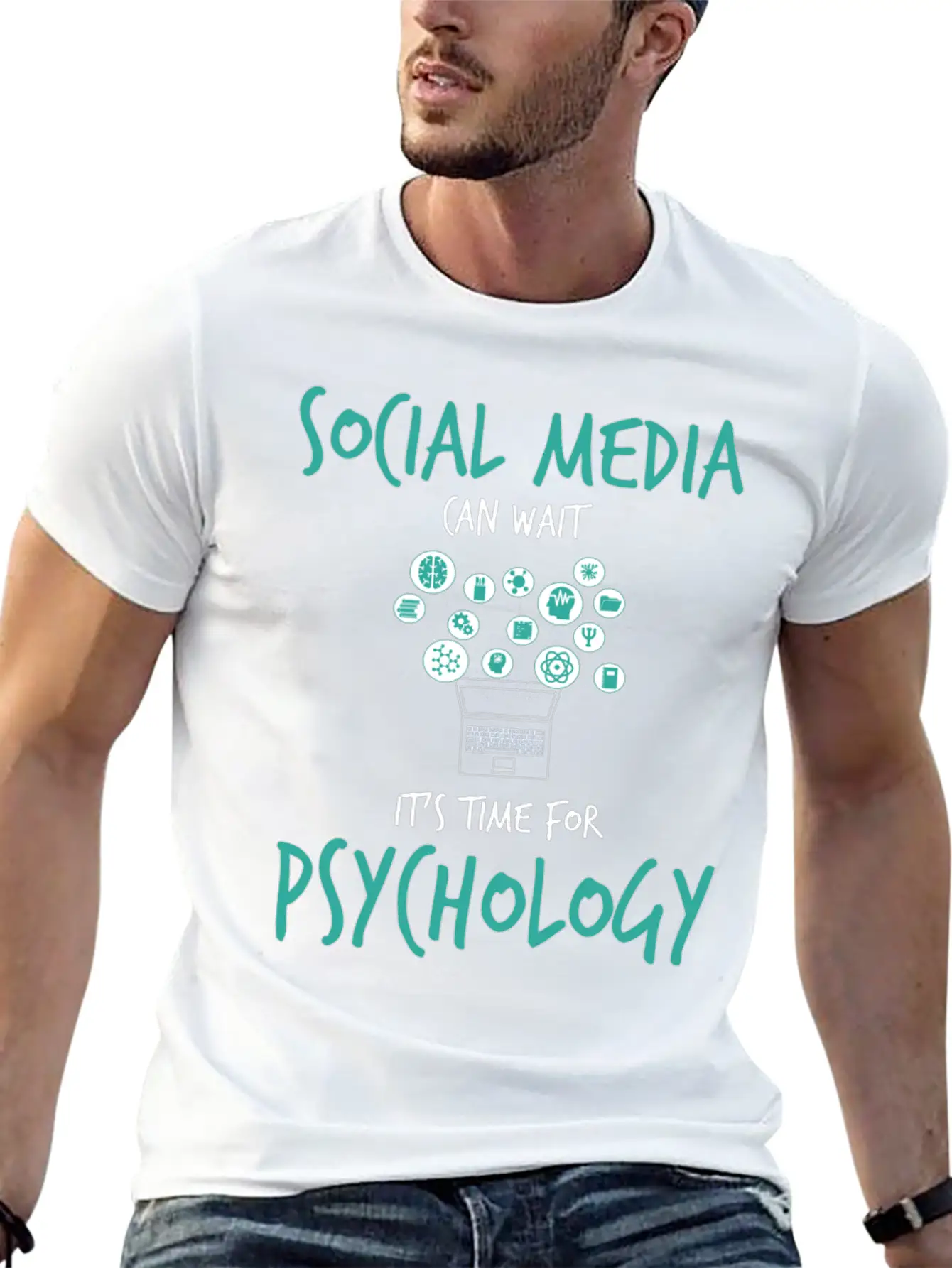 Social Media Can Wait It's Time For Psychology Unisex Short Sleeve Soft Cotton T-Shirt – Casual Everyday Wear