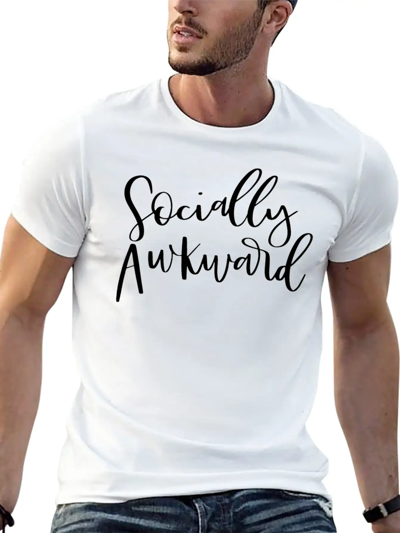 Socially Awkward Introvert Shy Antisocial Comfortable Minimalist Graphic Tee – Summer Style Essential