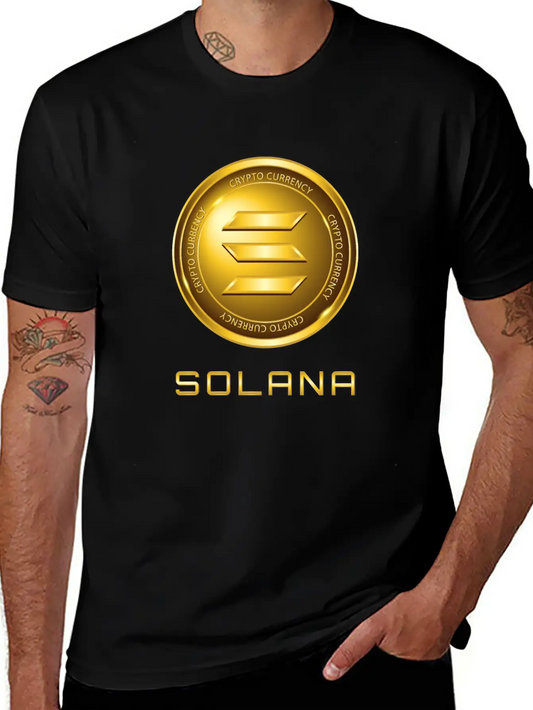 Solana Crypto Currency Solana Sol Gold Coin Timeless Short Sleeve Tee – Comfy And Minimalist Design