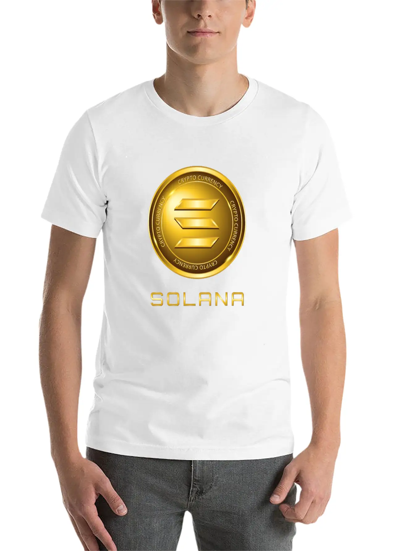 Solana Crypto Currency Solana Sol Gold Coin Timeless Short Sleeve Tee – Comfy And Minimalist Design