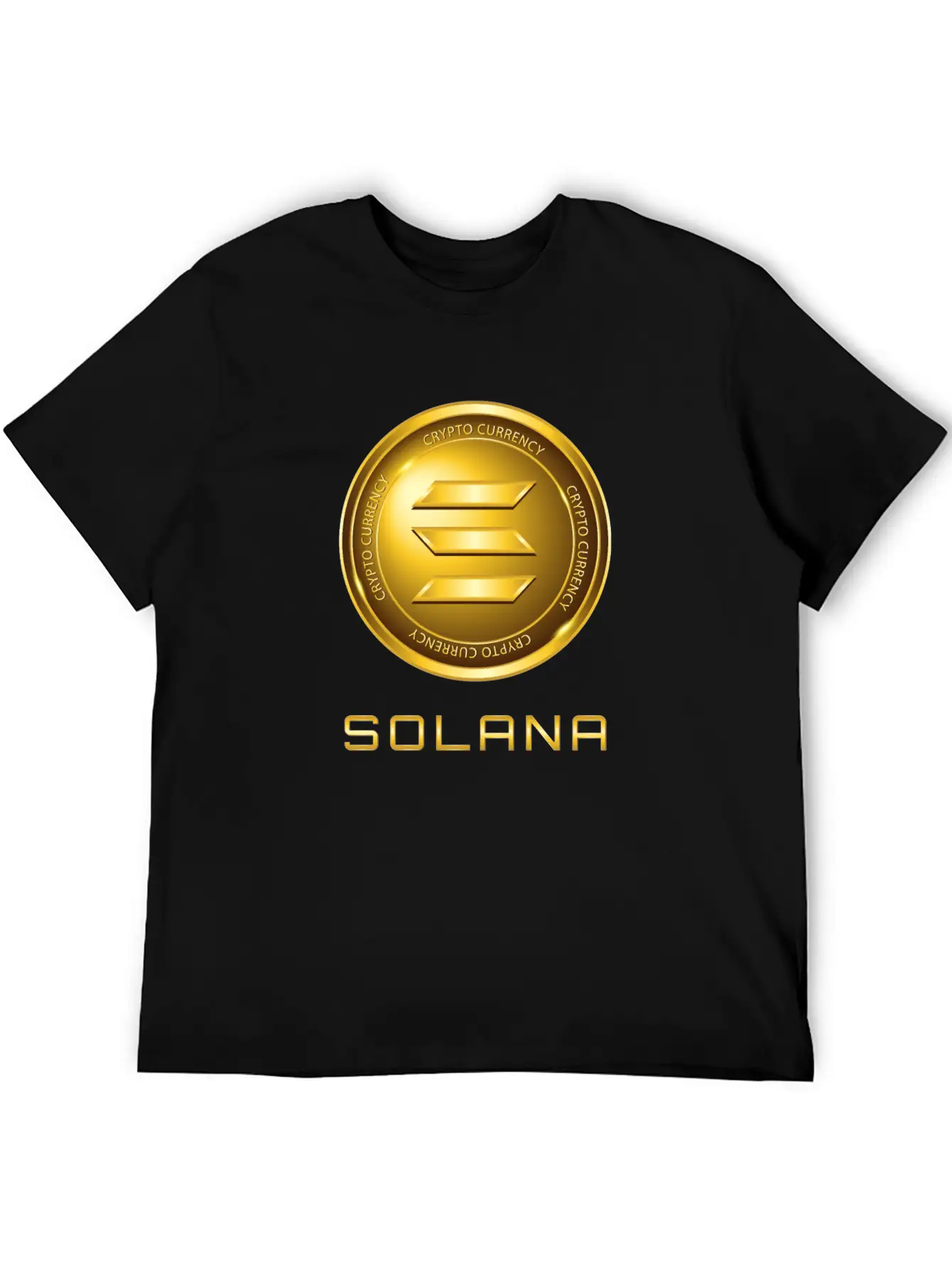 Solana Crypto Currency Solana Sol Gold Coin Timeless Short Sleeve Tee – Comfy And Minimalist Design