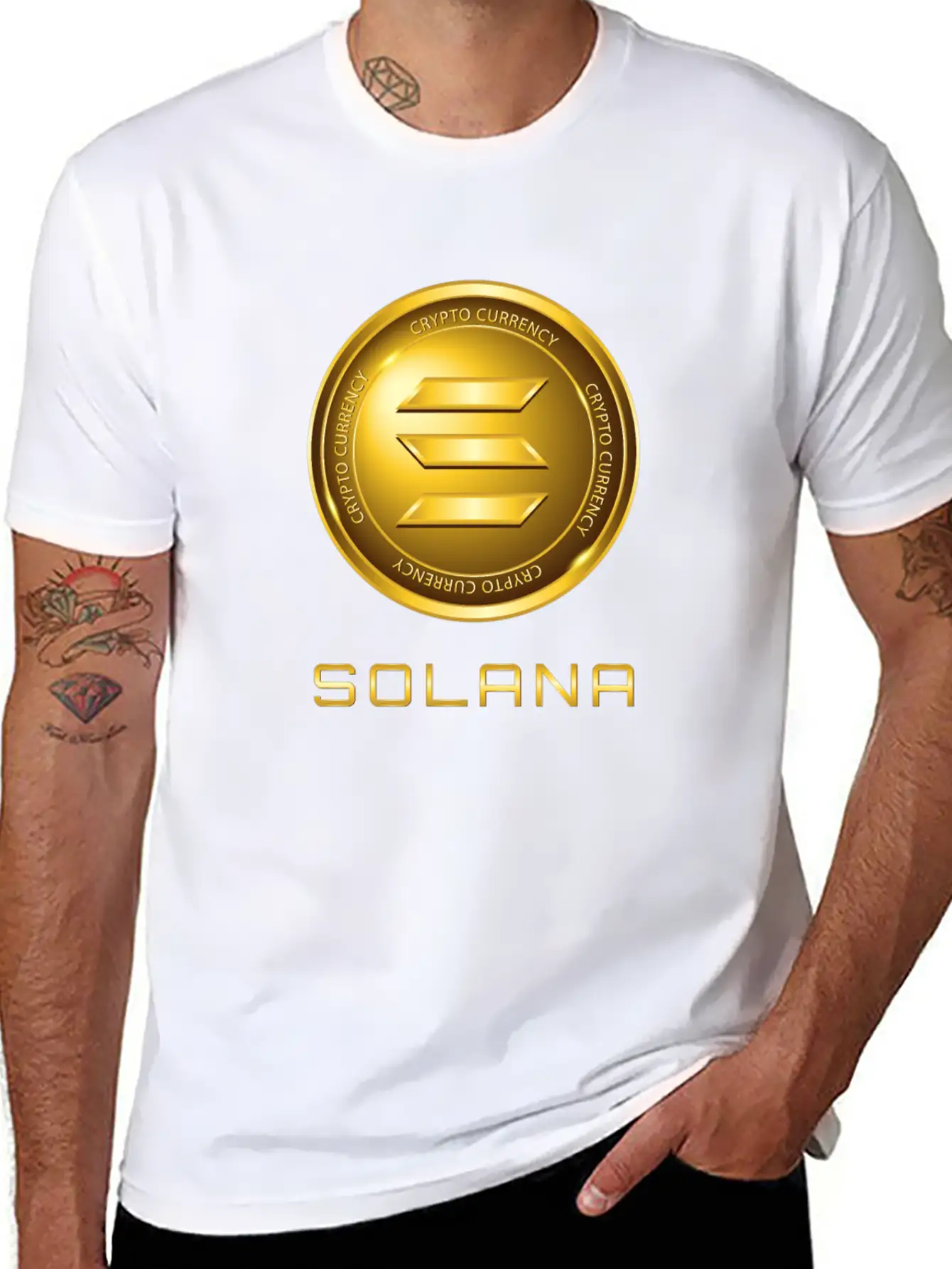 Solana Crypto Currency Solana Sol Gold Coin Timeless Short Sleeve Tee – Comfy And Minimalist Design