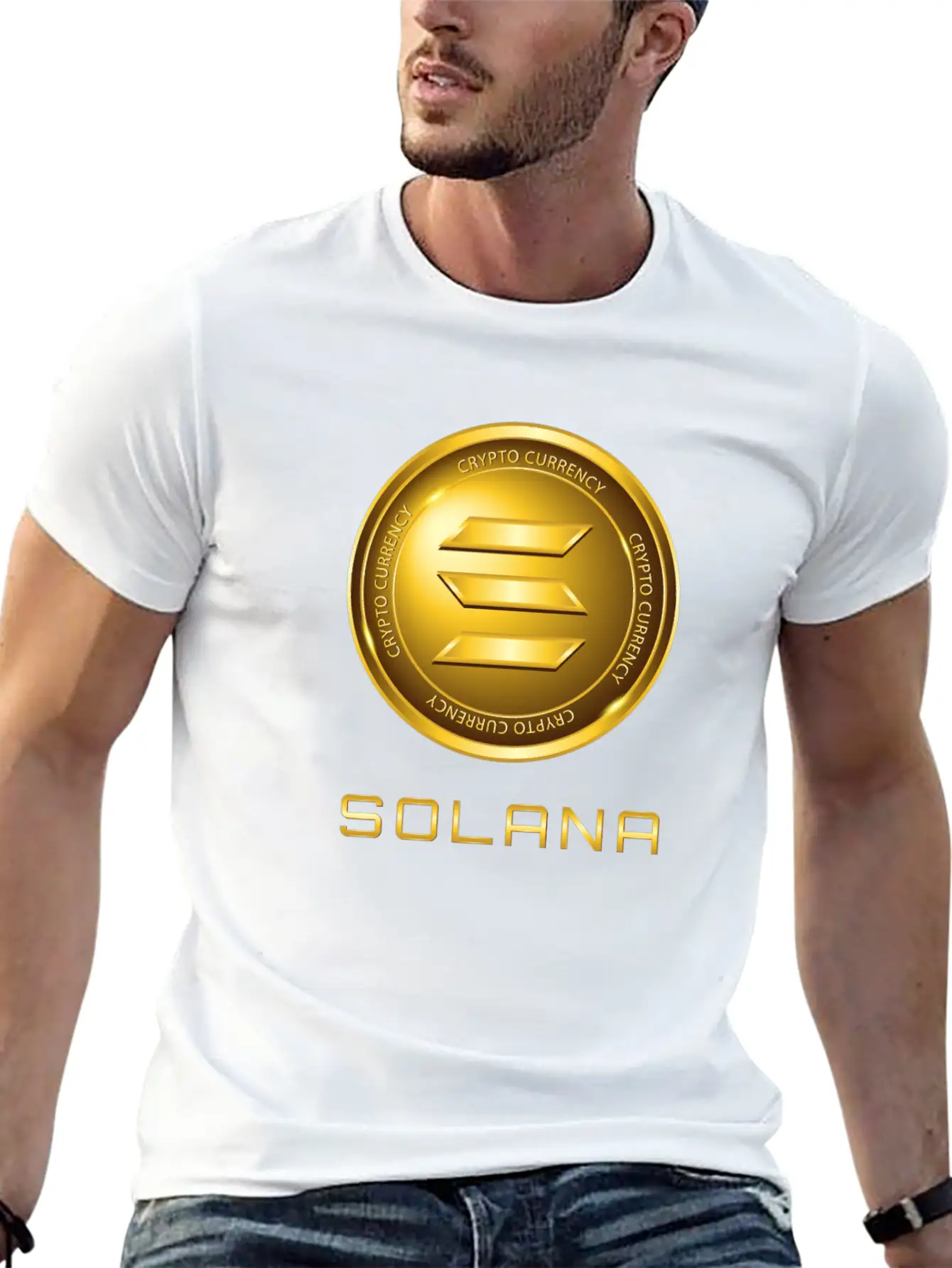Solana Crypto Currency Solana Sol Gold Coin Timeless Short Sleeve Tee – Comfy And Minimalist Design