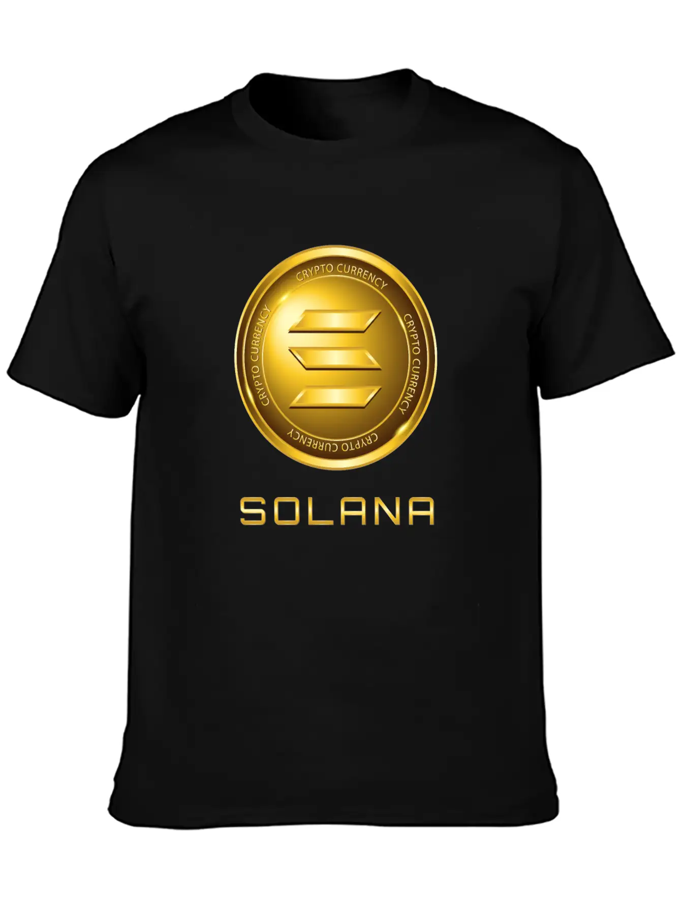 Solana Crypto Currency Solana Sol Gold Coin Timeless Short Sleeve Tee – Comfy And Minimalist Design