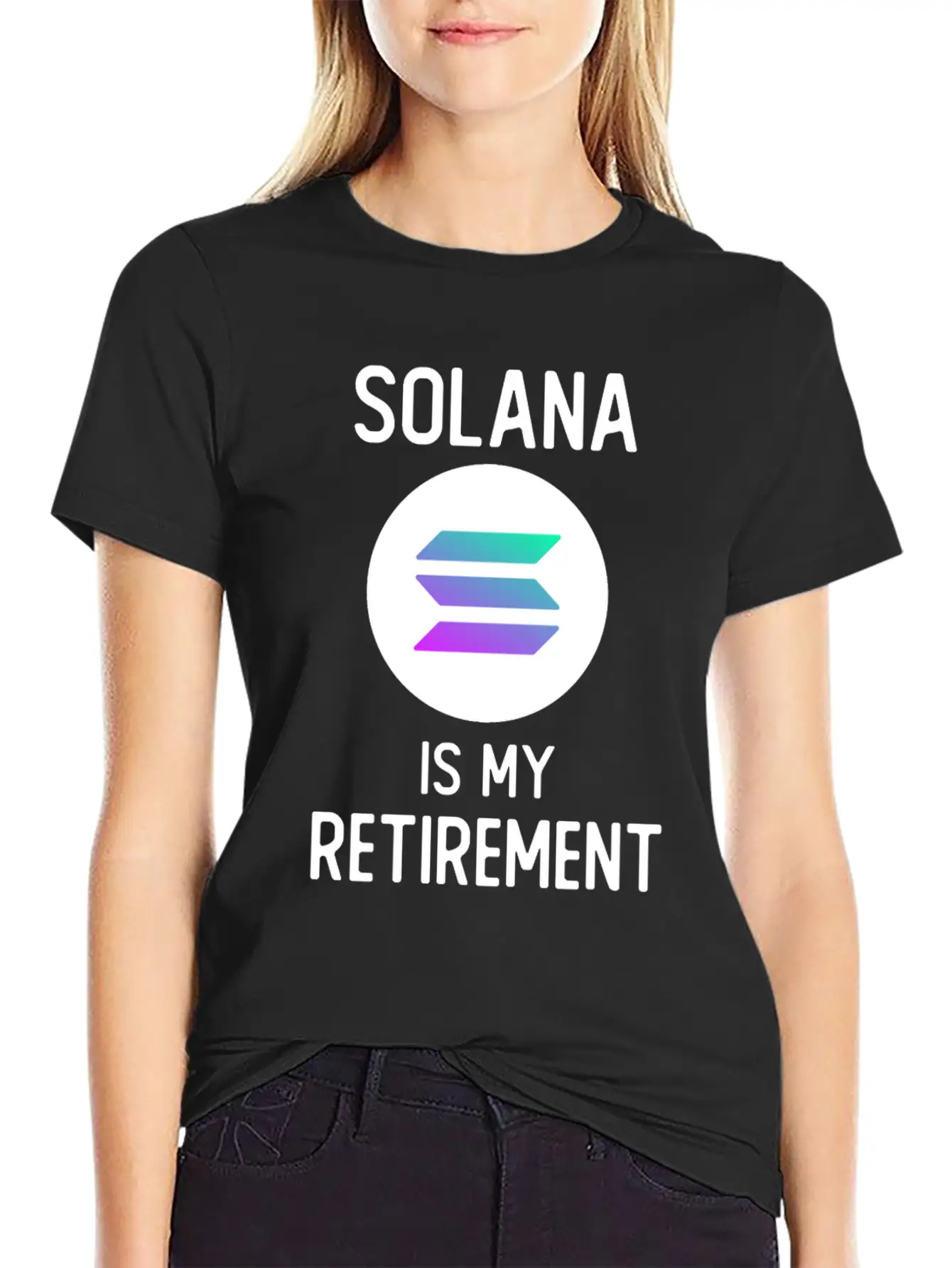 Solana Is My Retirement | SOL Cryptocurrency Stylish Everyday T-Shirt – Unisex Basic Cotton Tee
