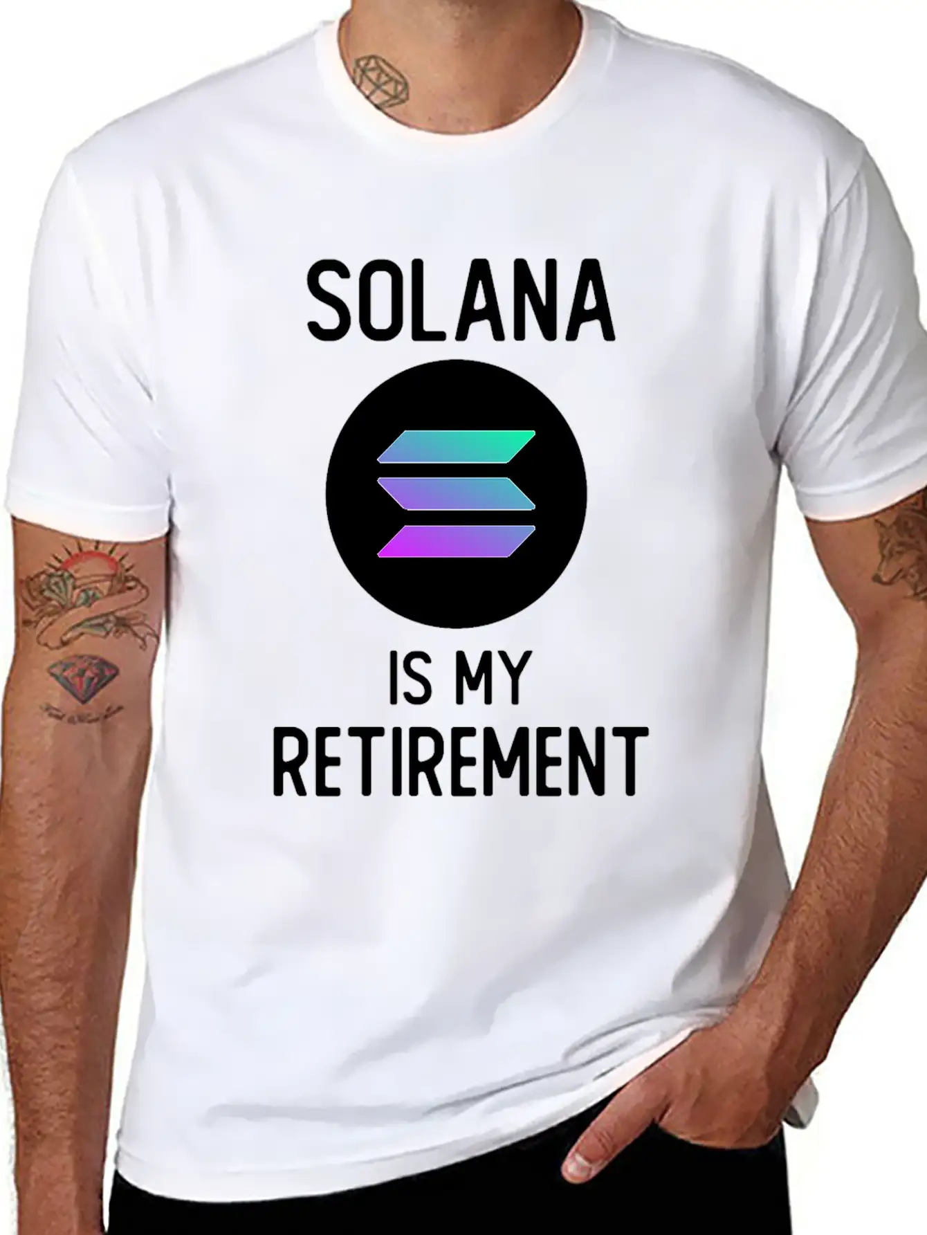 Solana Is My Retirement | SOL Cryptocurrency Stylish Everyday T-Shirt – Unisex Basic Cotton Tee