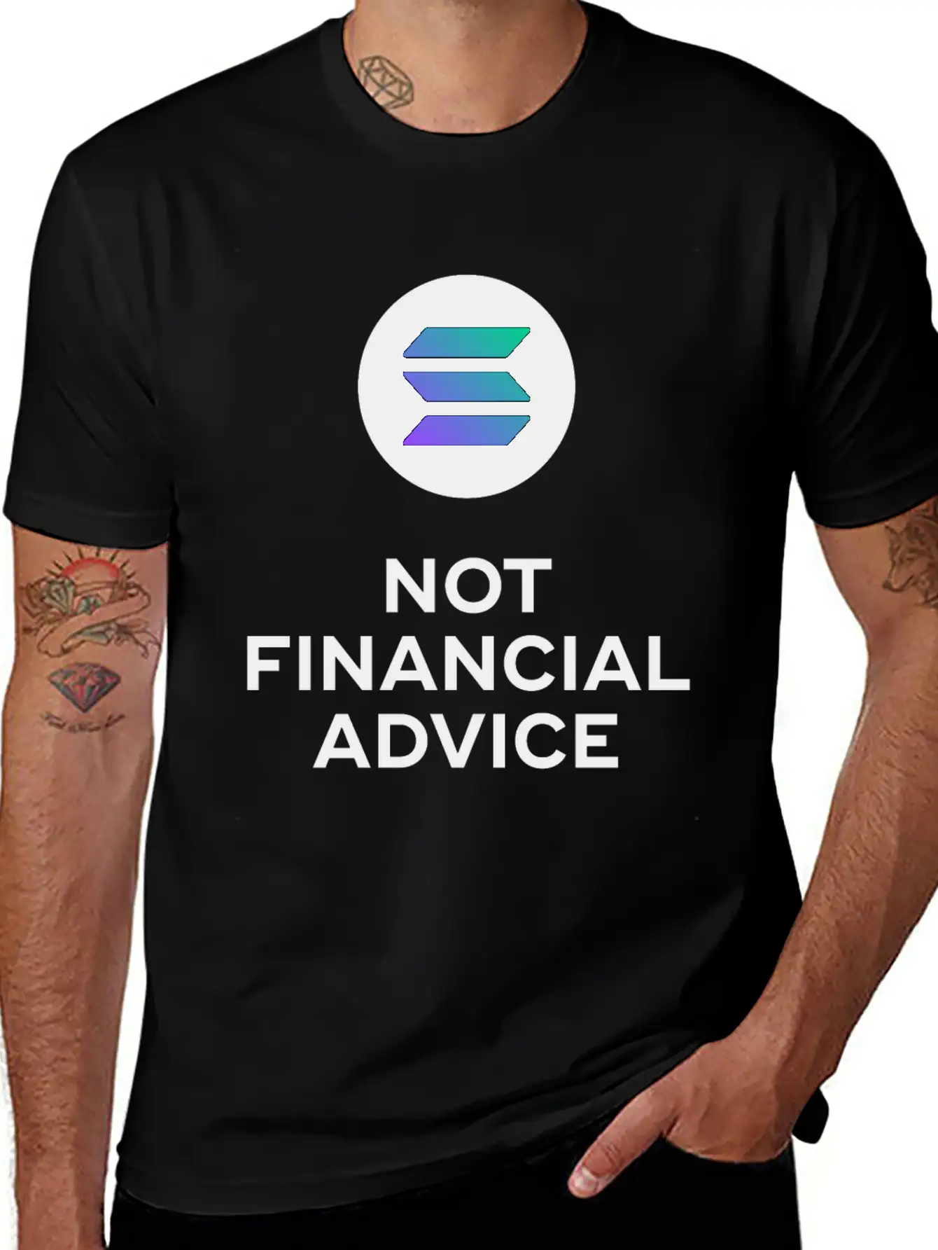 Solana. Not Financial Advice. White Edition. Timeless Short Sleeve Tee – Comfy And Minimalist Design