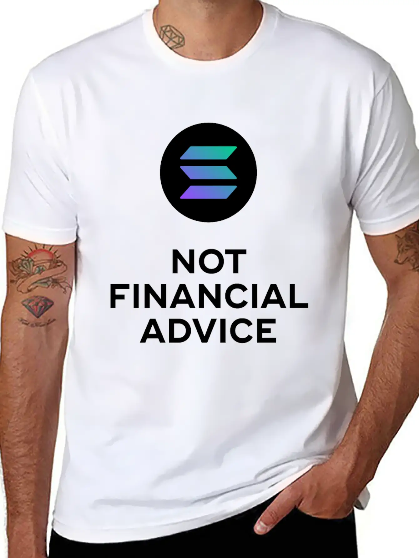Solana. Not Financial Advice. White Edition. Timeless Short Sleeve Tee – Comfy And Minimalist Design