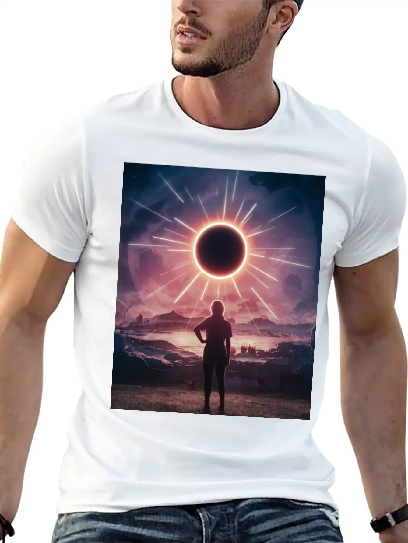 Solar Eclipse 2024 Naturally Phenomenal Unisex Short Sleeve Soft Cotton T-Shirt – Casual Everyday Wear