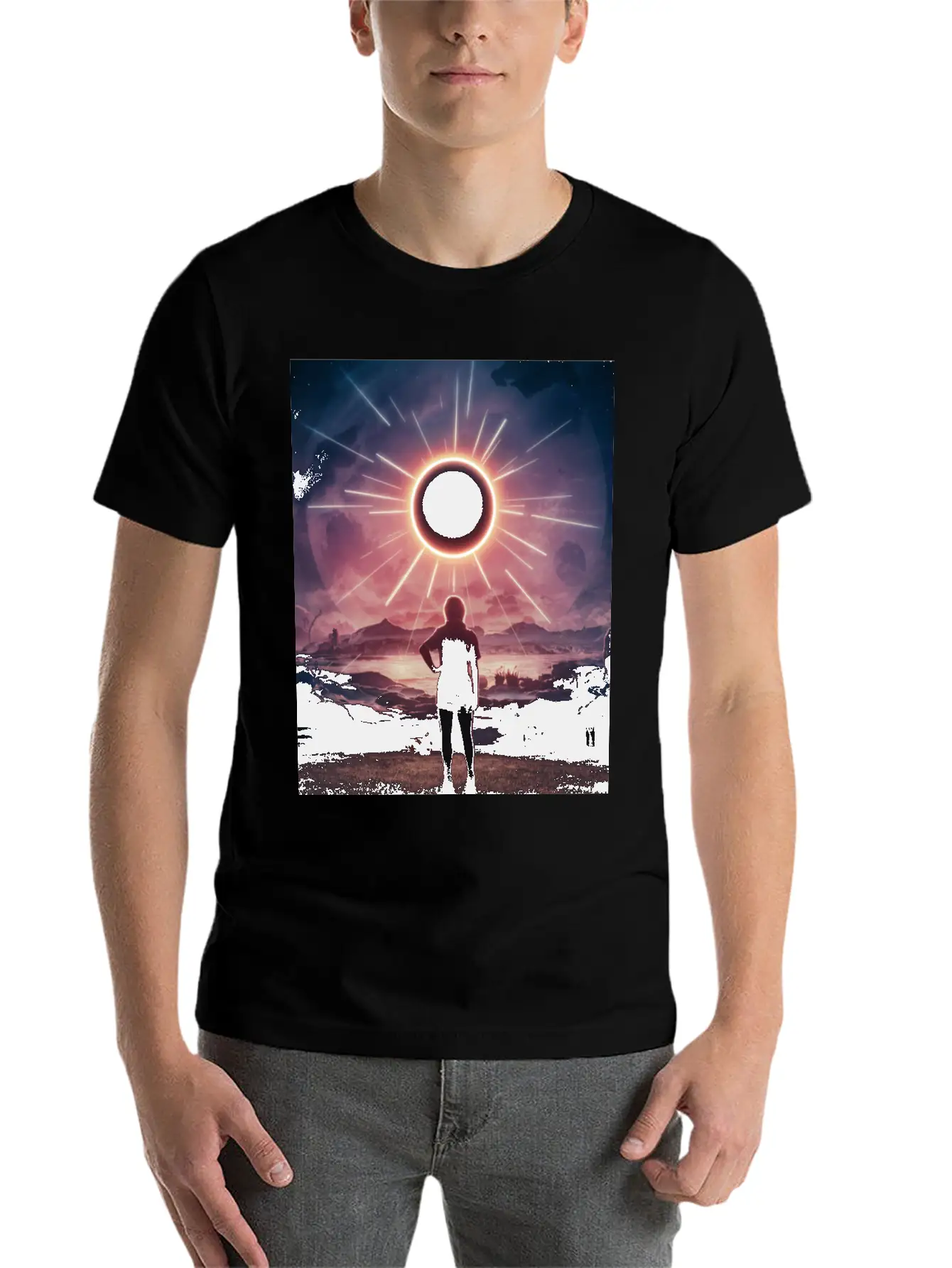 Solar Eclipse 2024 Naturally Phenomenal Unisex Short Sleeve Soft Cotton T-Shirt – Casual Everyday Wear