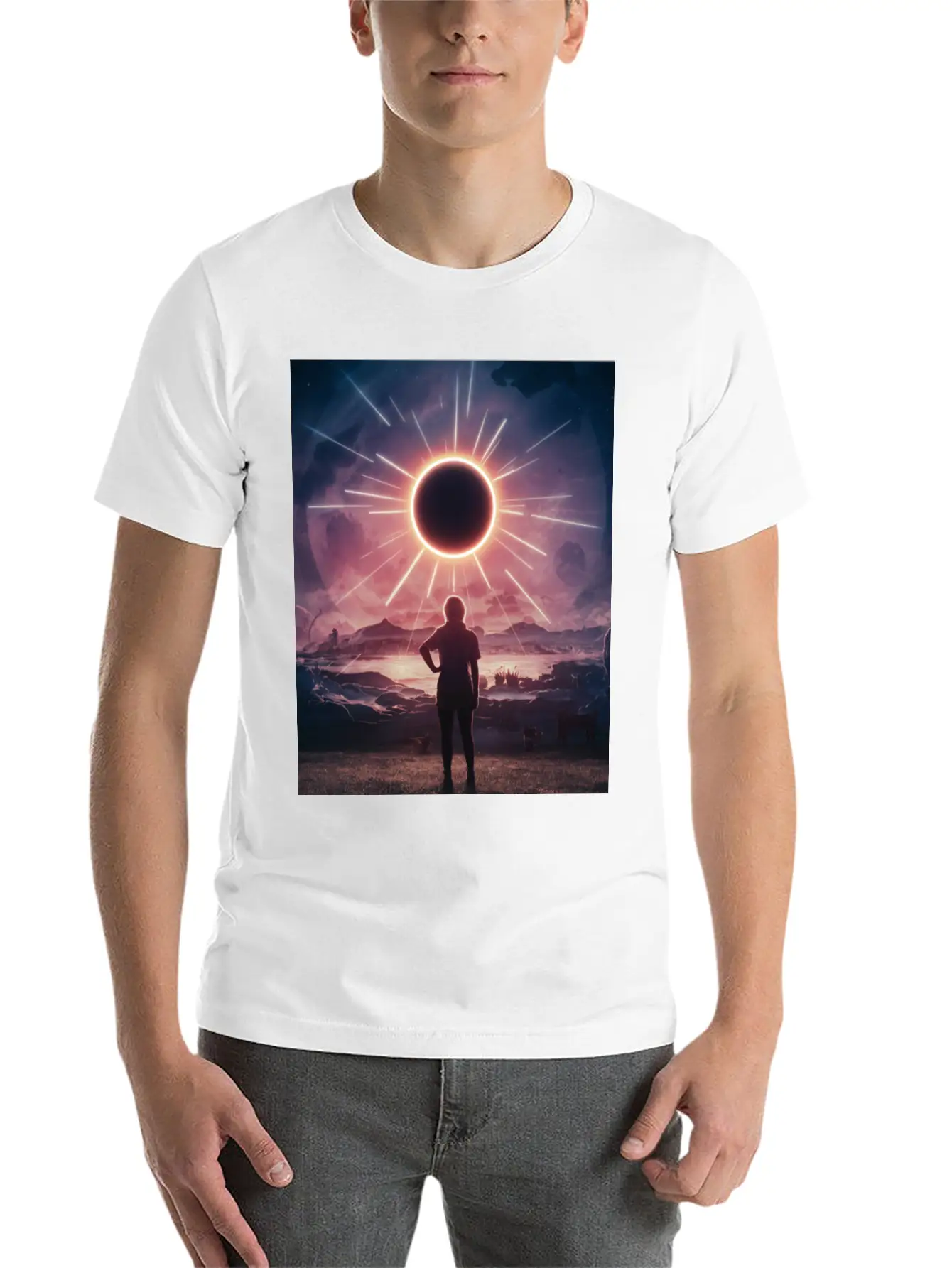 Solar Eclipse 2024 Naturally Phenomenal Unisex Short Sleeve Soft Cotton T-Shirt – Casual Everyday Wear