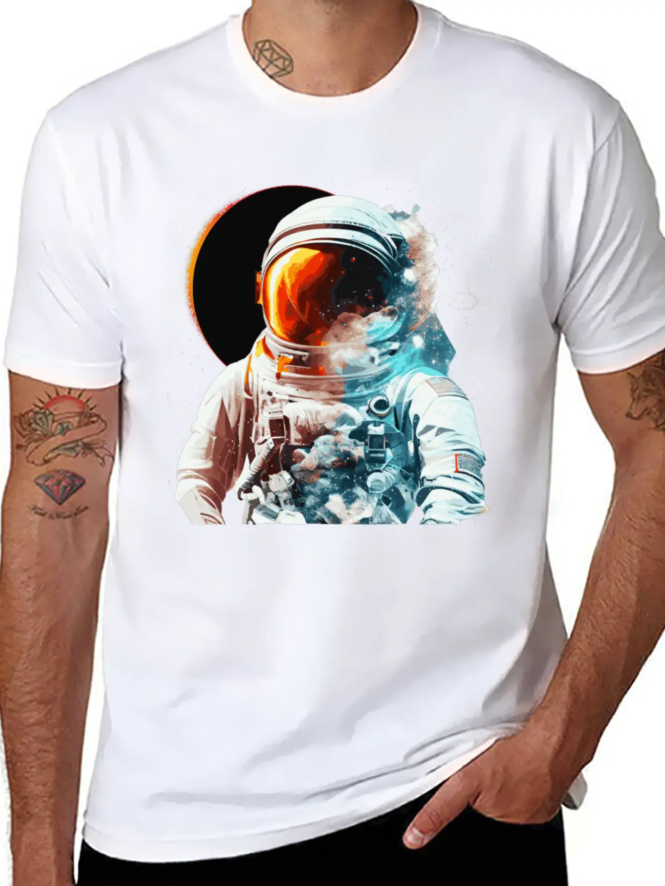 Solar Eclipse Space Astronaut Astronomy Galaxy Timeless Short Sleeve Tee – Comfy And Minimalist Design