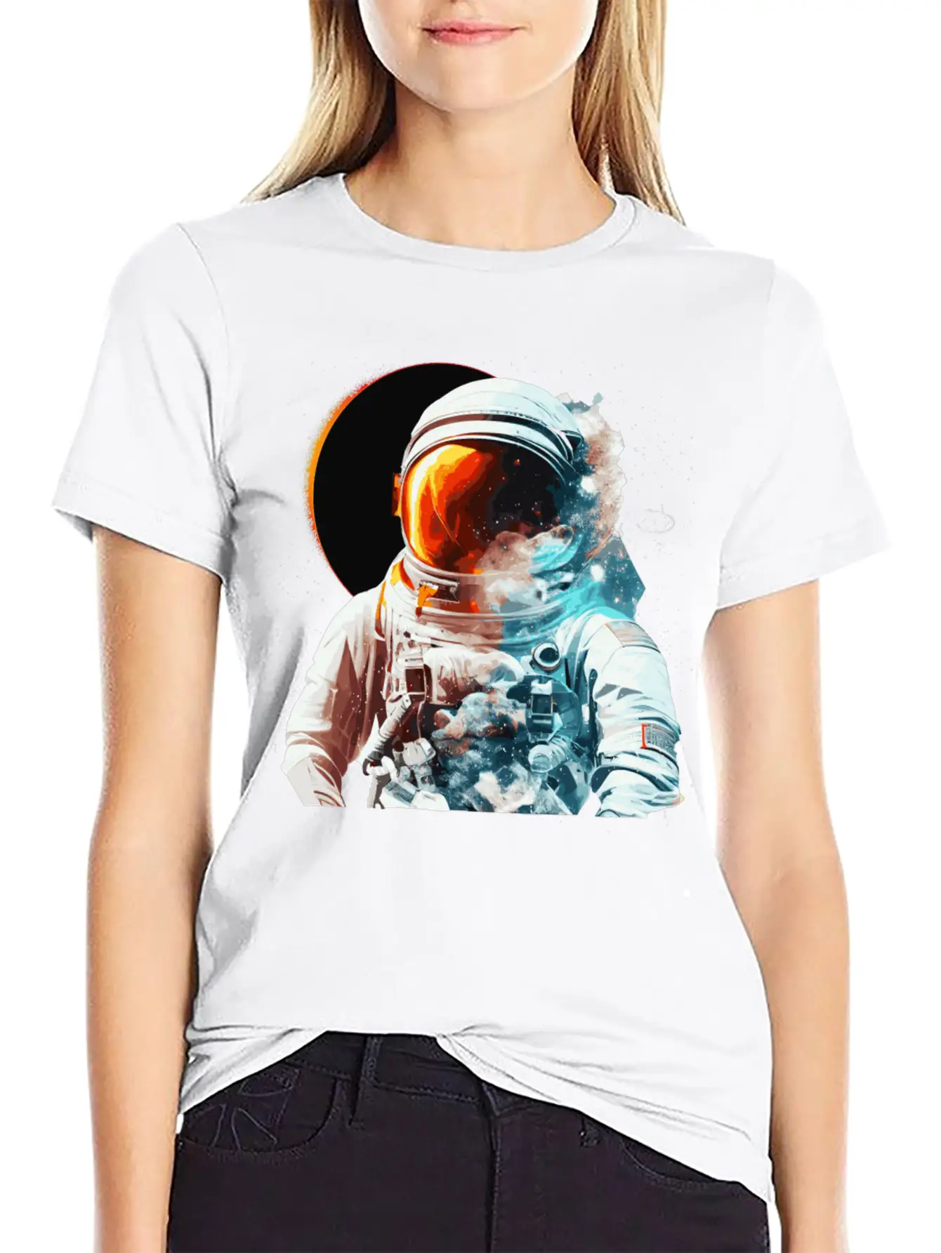 Solar Eclipse Space Astronaut Astronomy Galaxy Timeless Short Sleeve Tee – Comfy And Minimalist Design