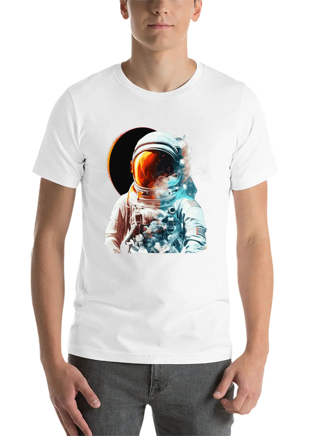 Solar Eclipse Space Astronaut Astronomy Galaxy Timeless Short Sleeve Tee – Comfy And Minimalist Design
