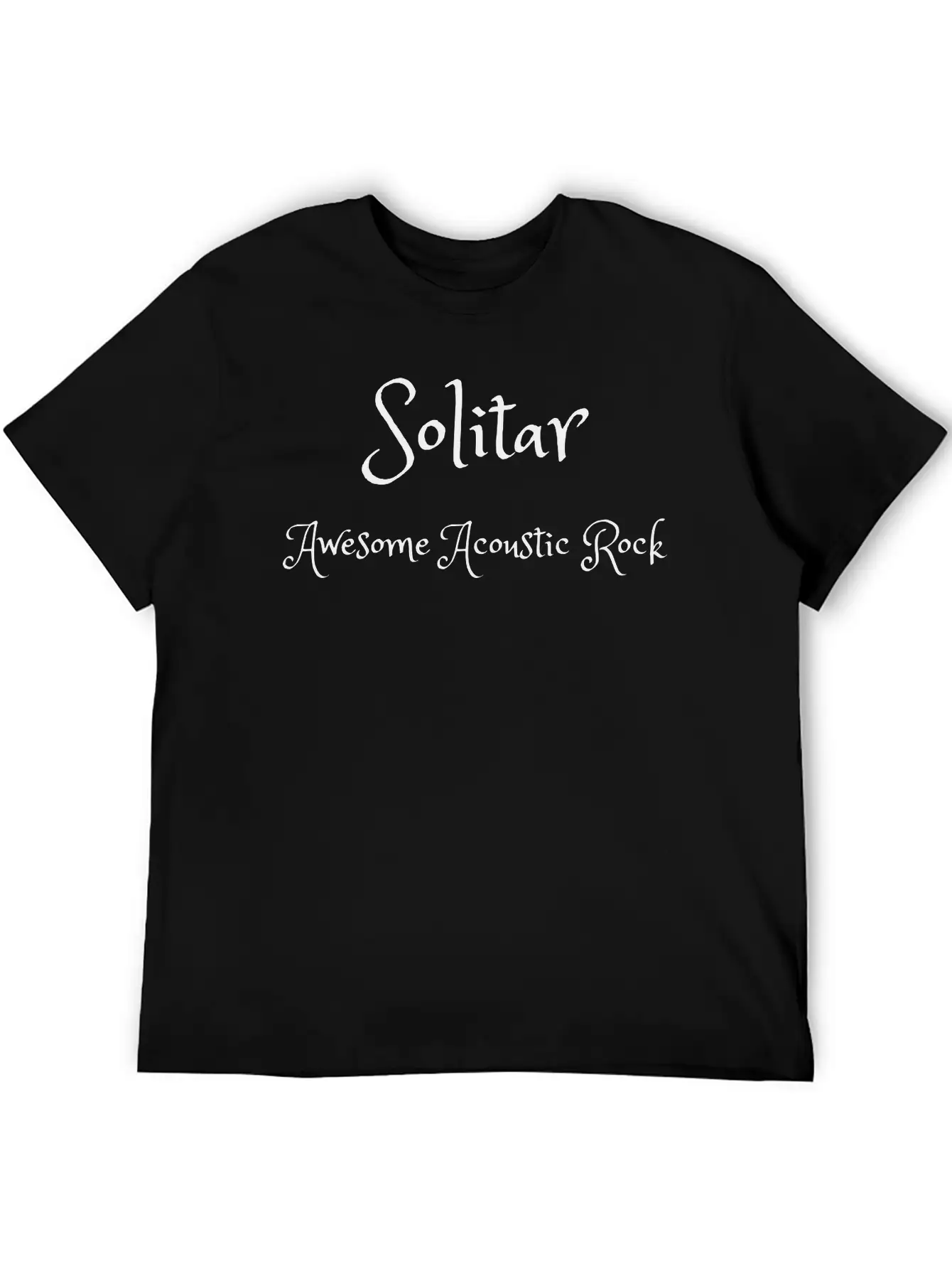 Solitar Awesome Acoustic Rock Merch Black Text Unisex Short Sleeve Soft Cotton T-Shirt – Casual Everyday Wear