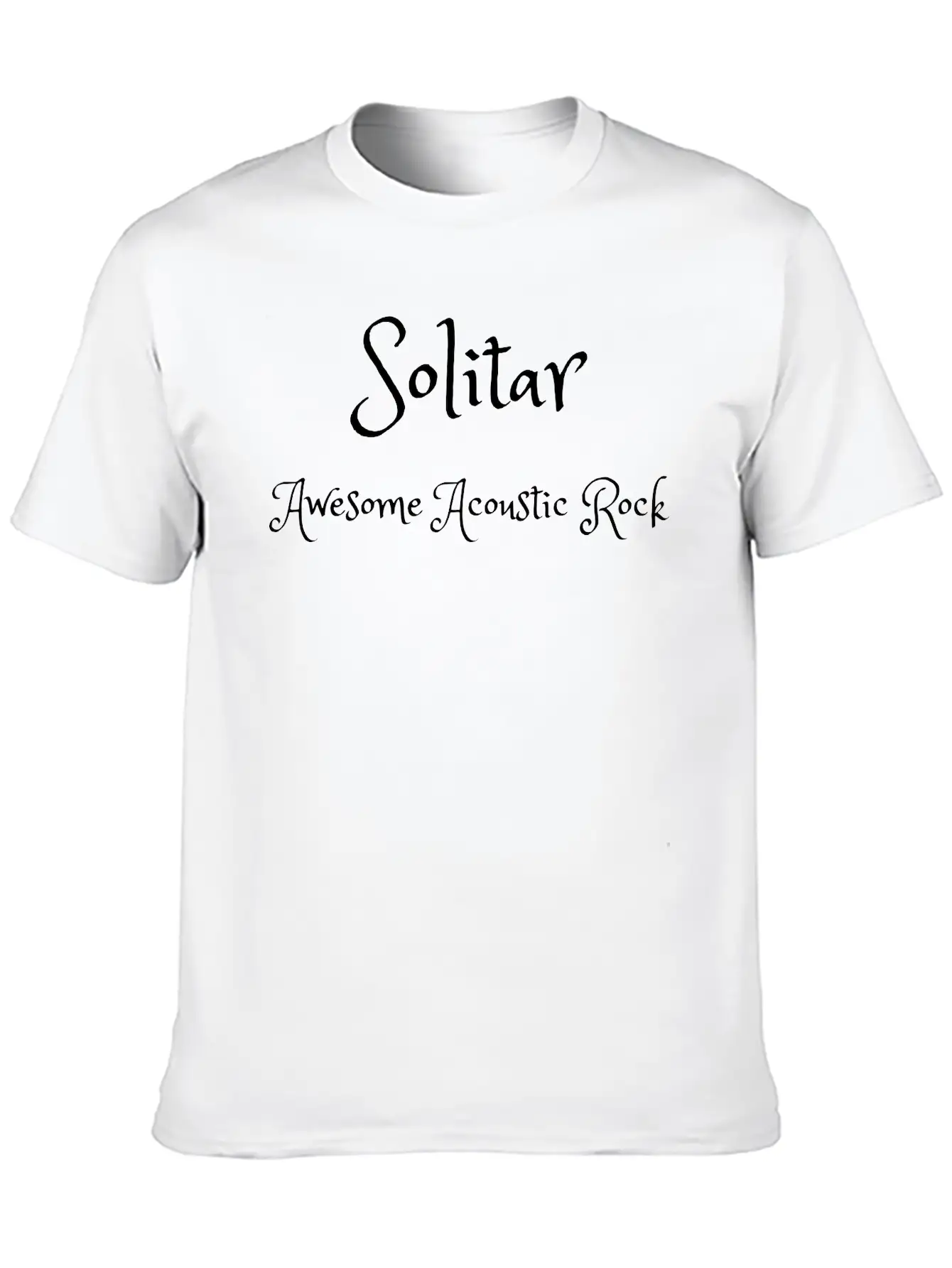 Solitar Awesome Acoustic Rock Merch Black Text Unisex Short Sleeve Soft Cotton T-Shirt – Casual Everyday Wear