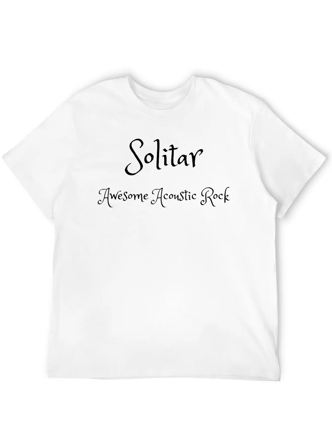 Solitar Awesome Acoustic Rock Merch Black Text Unisex Short Sleeve Soft Cotton T-Shirt – Casual Everyday Wear