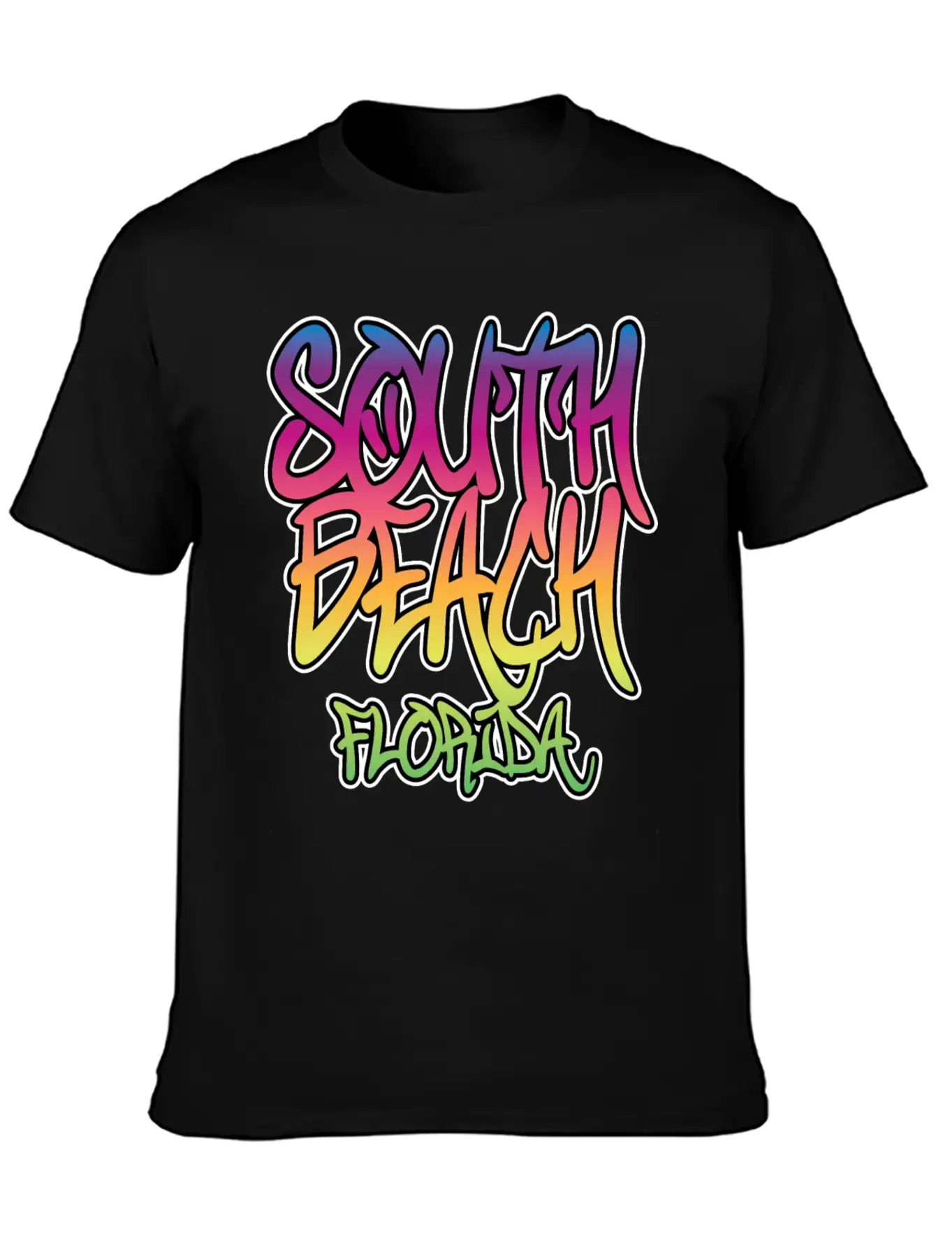 South Beach Graffiti B Timeless Short Sleeve Tee – Comfy And Minimalist Design