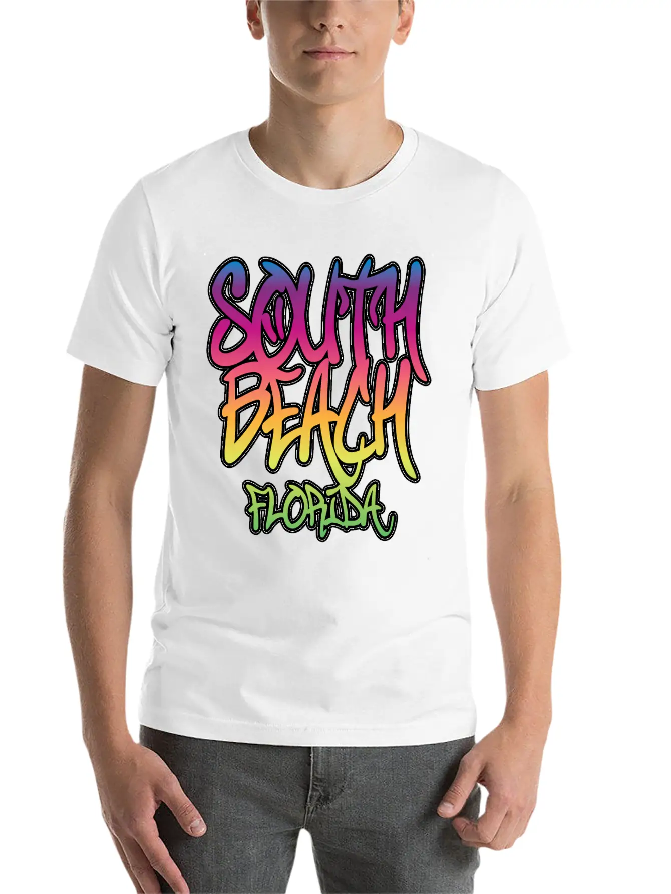 South Beach Graffiti B Timeless Short Sleeve Tee – Comfy And Minimalist Design