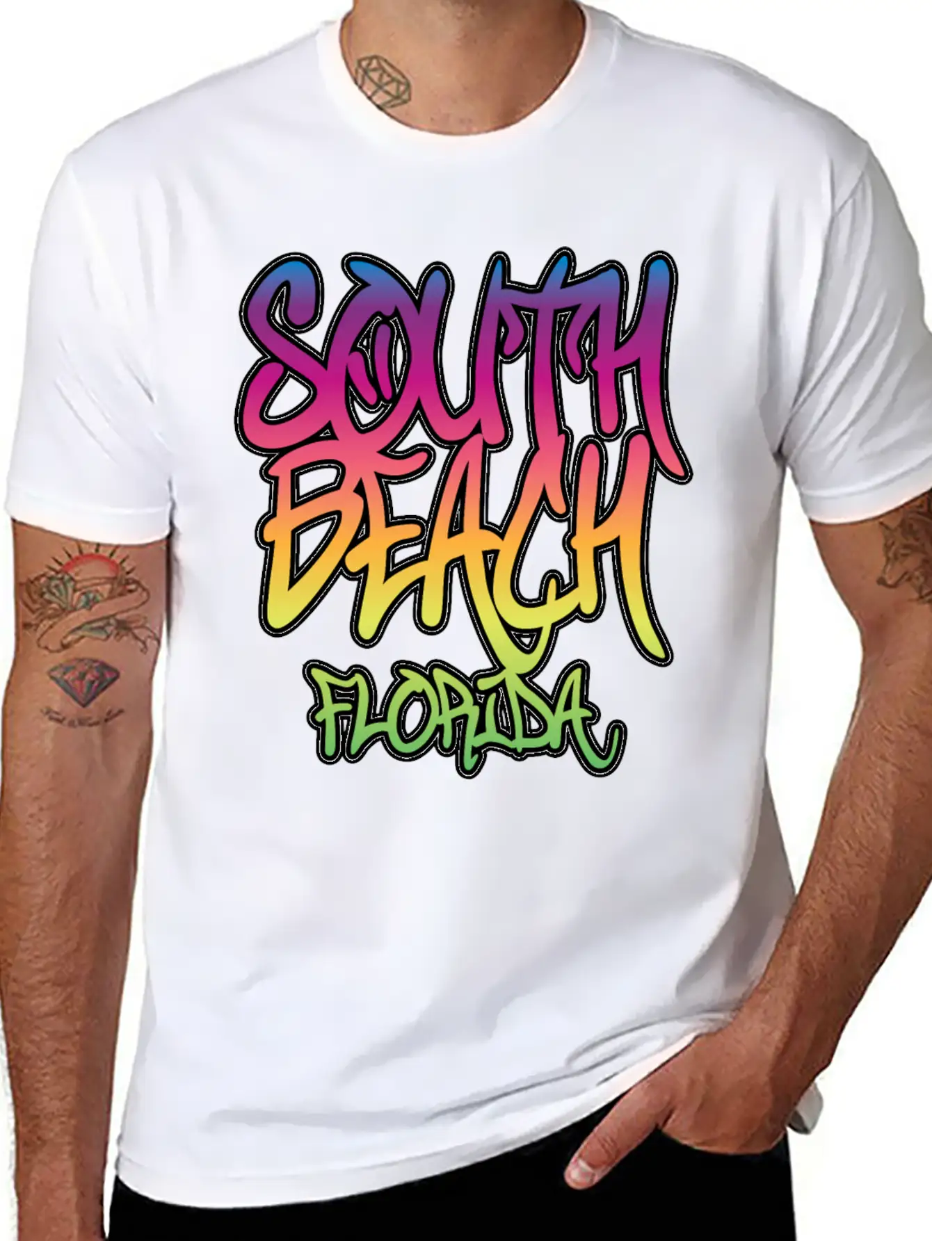 South Beach Graffiti B Timeless Short Sleeve Tee – Comfy And Minimalist Design