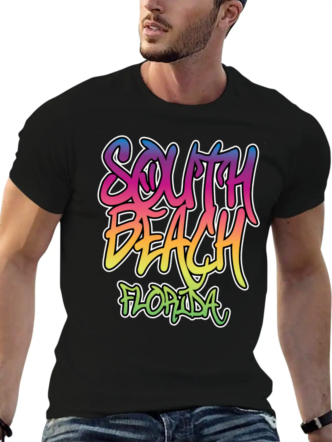 South Beach Graffiti B Timeless Short Sleeve Tee – Comfy And Minimalist Design