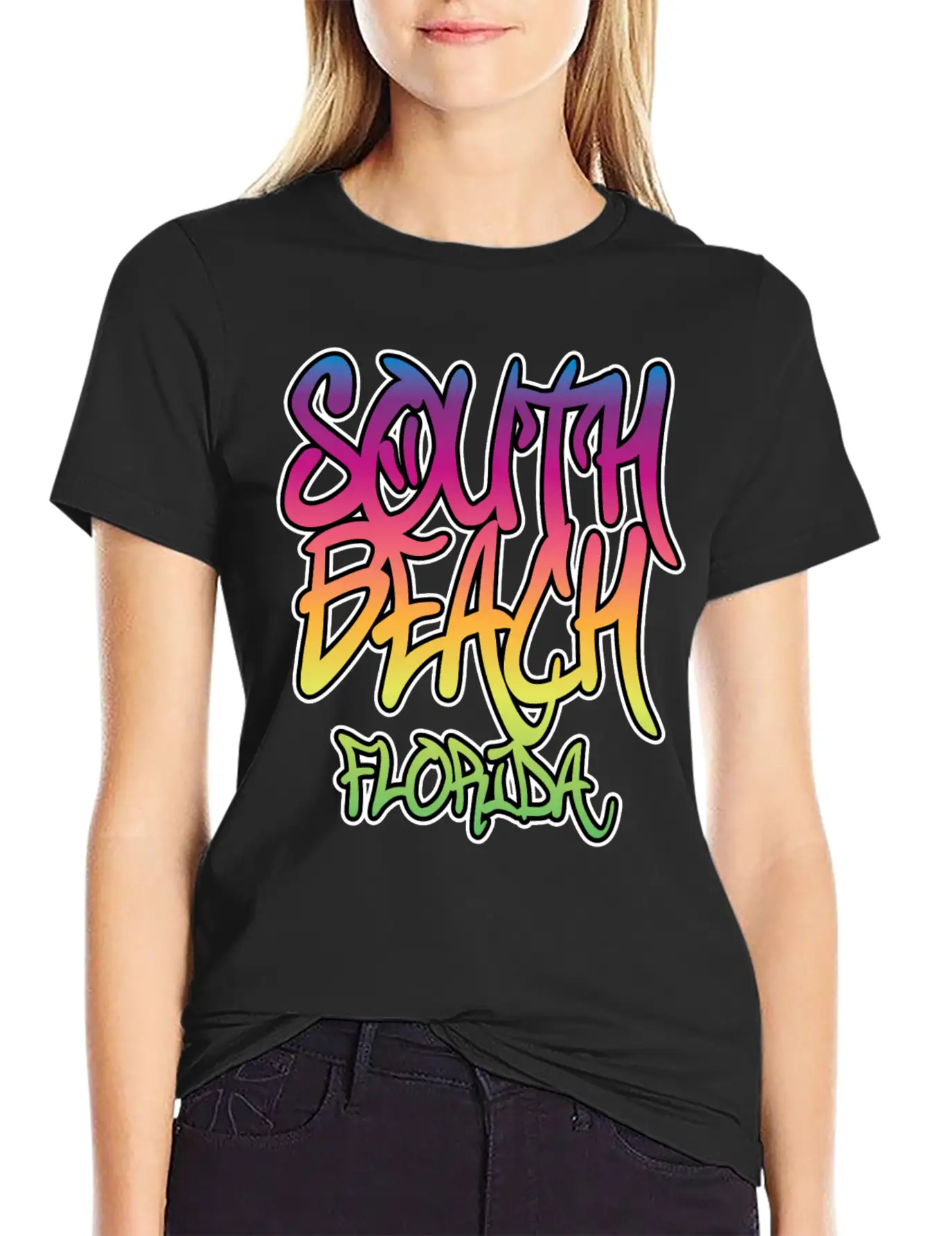 South Beach Graffiti B Timeless Short Sleeve Tee – Comfy And Minimalist Design