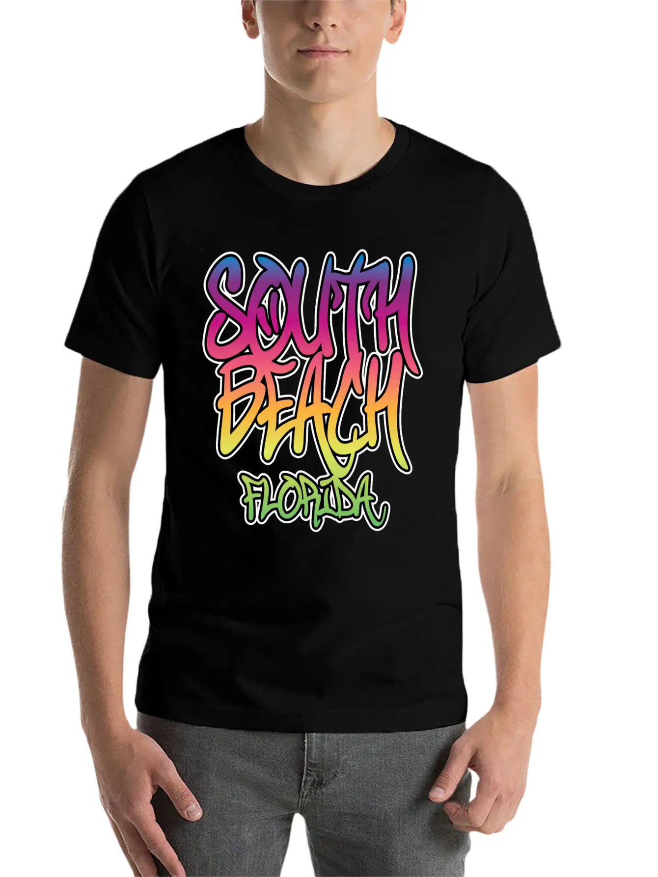 South Beach Graffiti B Timeless Short Sleeve Tee – Comfy And Minimalist Design