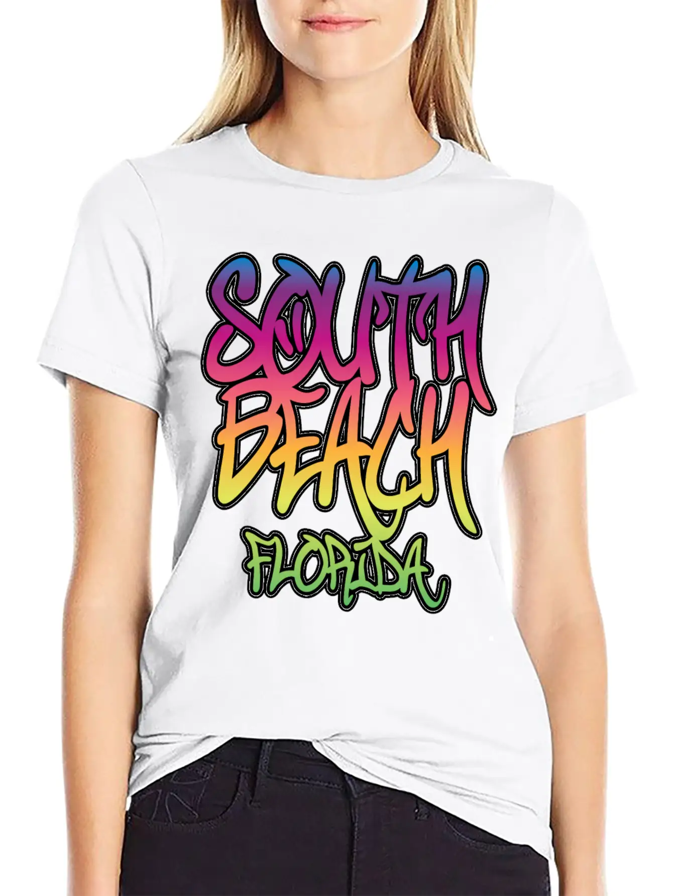 South Beach Graffiti B Timeless Short Sleeve Tee – Comfy And Minimalist Design