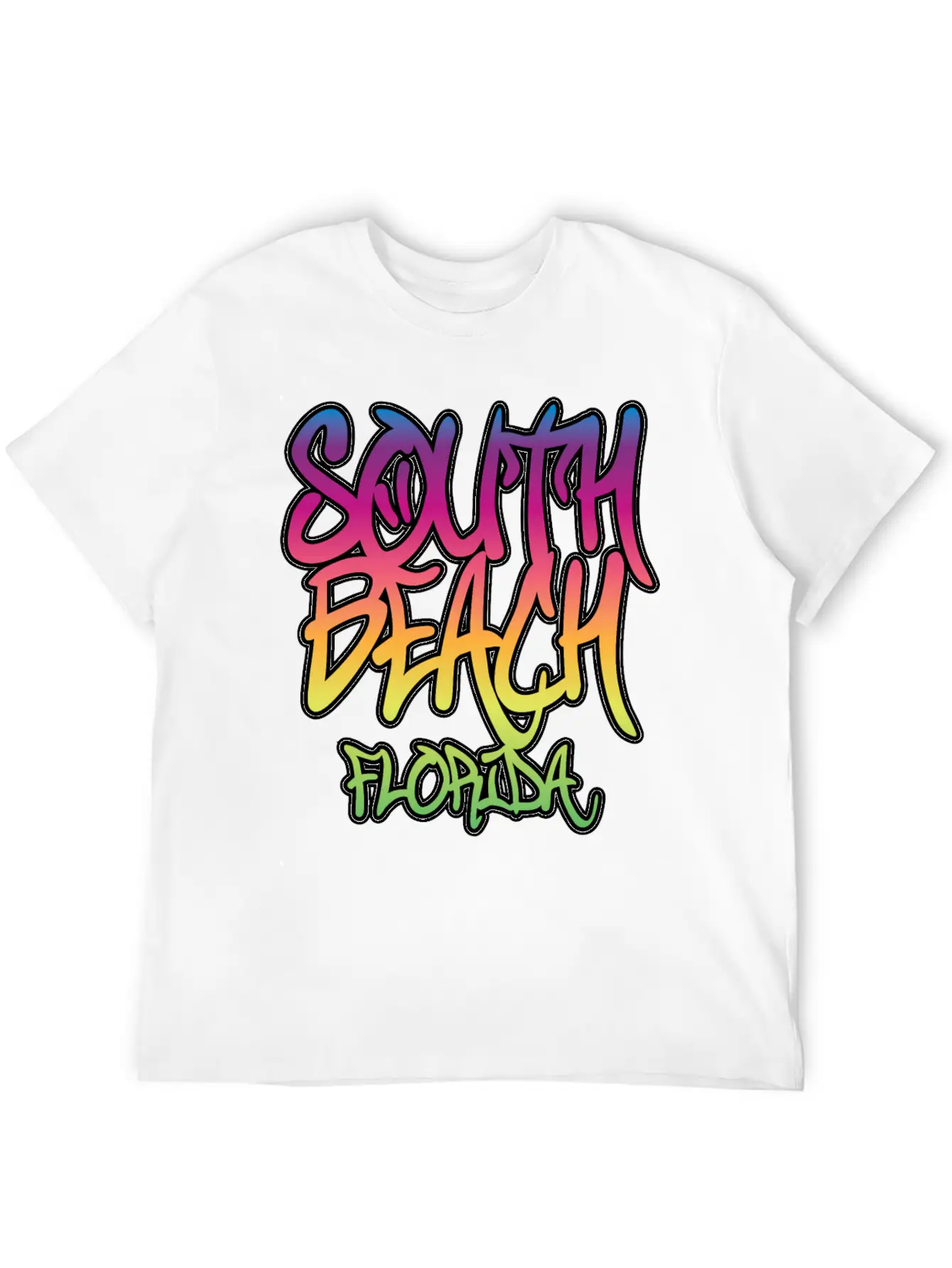 South Beach Graffiti B Timeless Short Sleeve Tee – Comfy And Minimalist Design