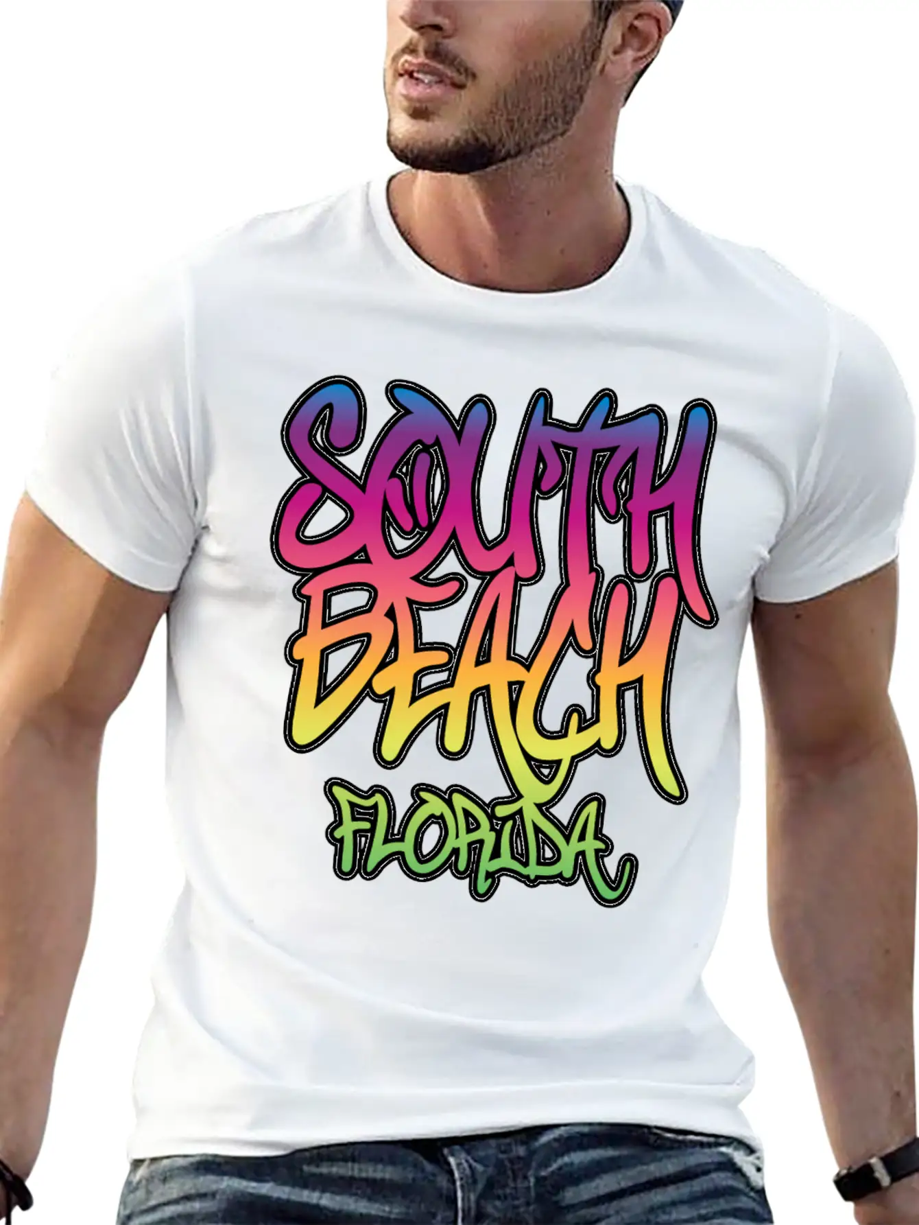 South Beach Graffiti B Timeless Short Sleeve Tee – Comfy And Minimalist Design