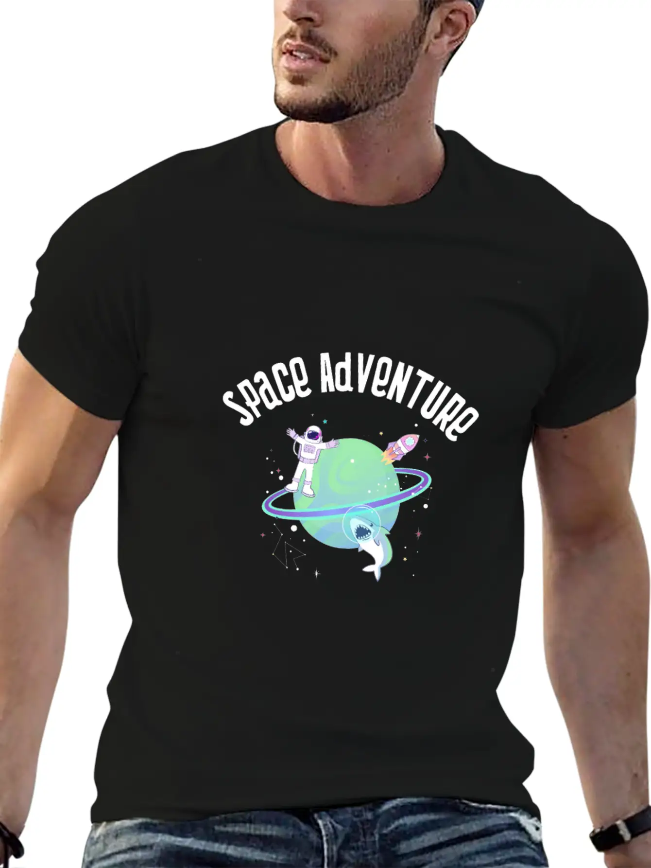 Space Adventure Stylish Everyday T-Shirt – Unisex Basic Cotton Tee